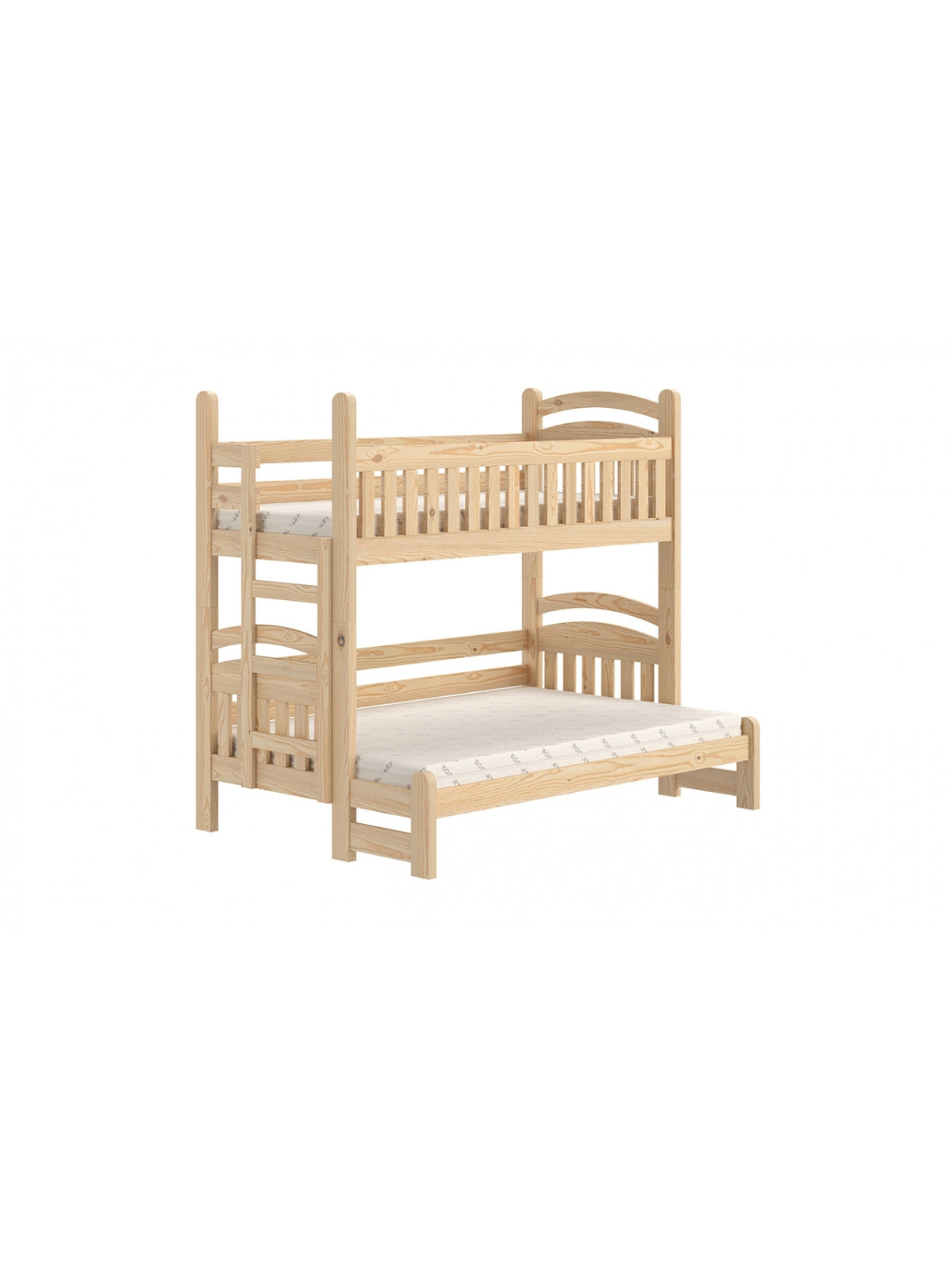 Dřevěná patrová postel Amely Maxi 80x200/120x200 levá strana, styl Scandi