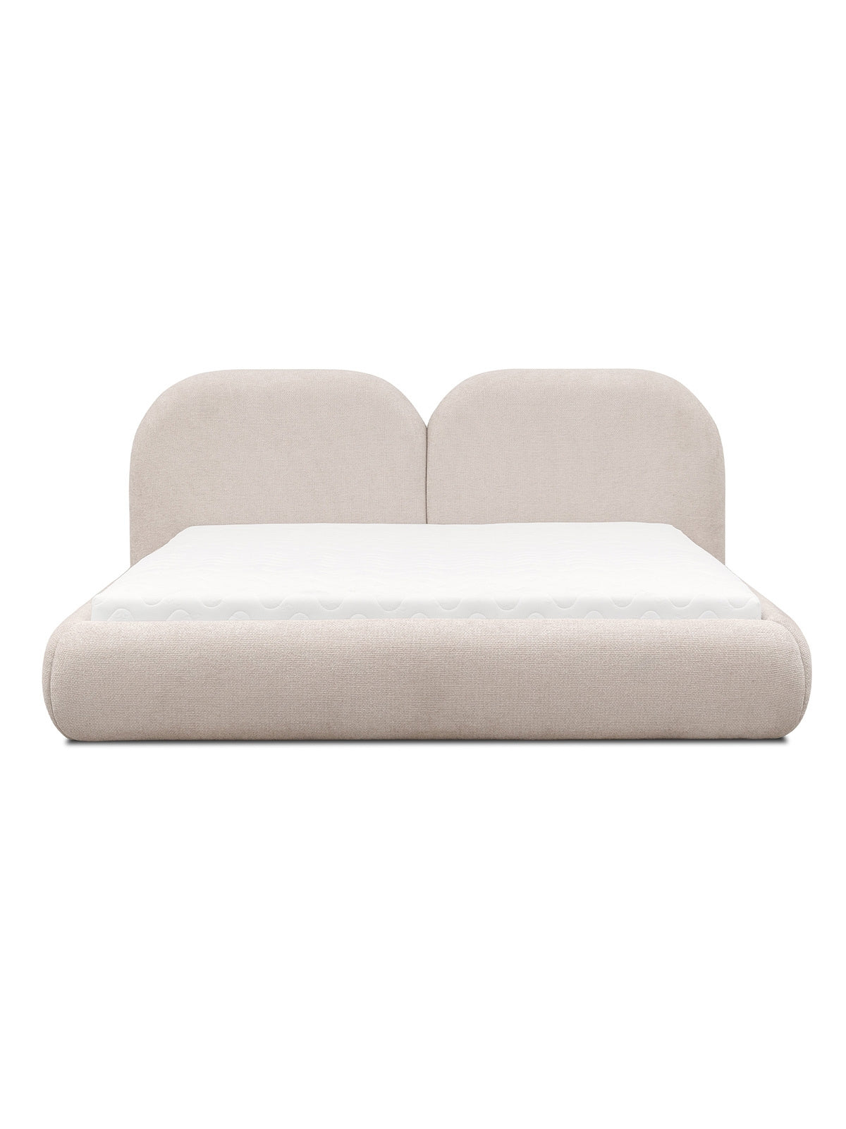 Čalouněná postel Nubo 180x200 béžová s úložným prostorem, pohled zepředu