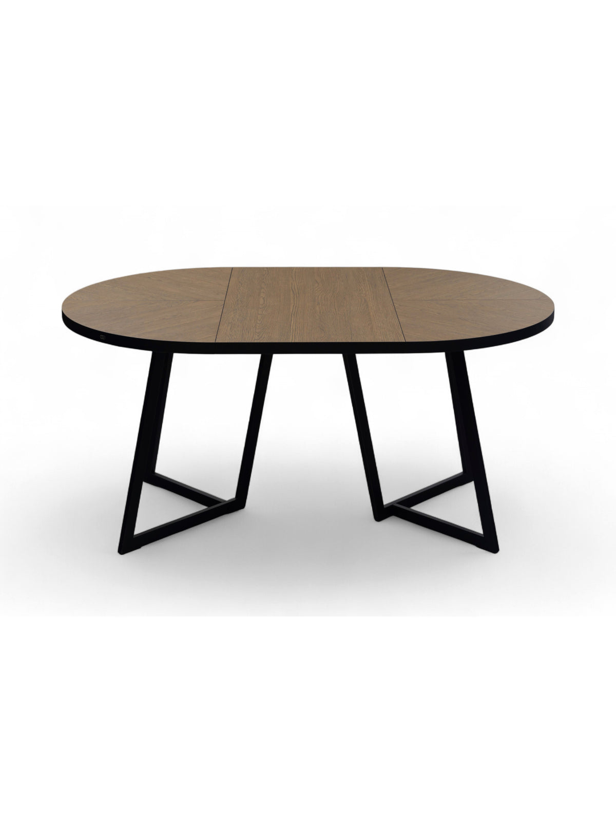 Kulatý stůl Cedrus Rozeta 95/150 cm v barvě dřeva belmont s černým kovovým rámem