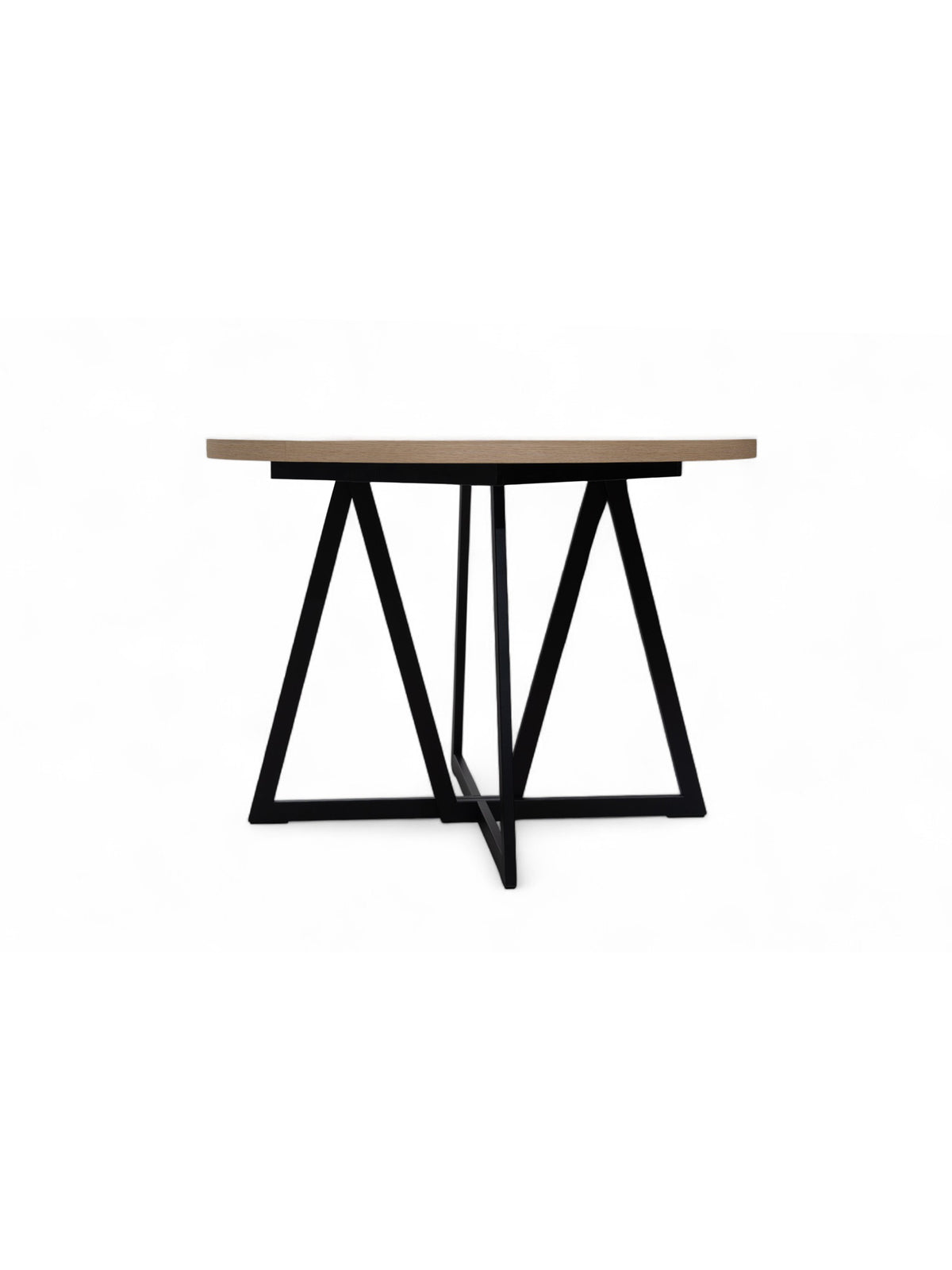 Stół okrągły Cedrus 95 cm z czarnym metalowym stelażem, blat dąb vinceza