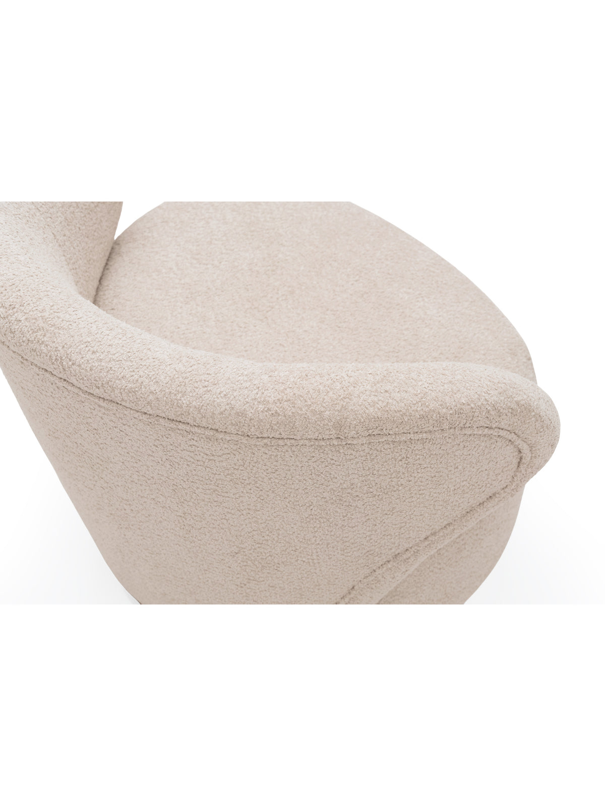 Otočný relaxační křeslo Cocoon v béžové látce boucle Catch Me 02, detail opěradla