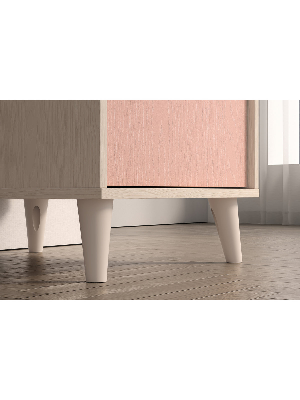 Nožky dětského psacího stolu Marla v barvách pustinný písek a millenial pink, detail