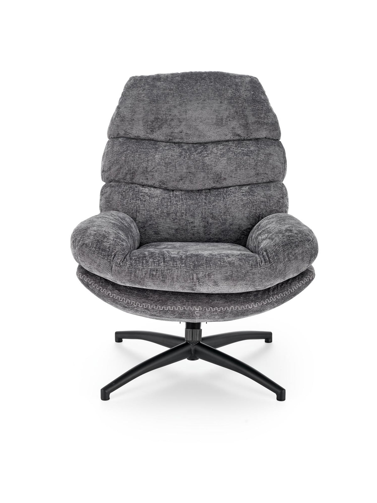 Relaxační křeslo Arivo šedé s podnožkou, otočná podstava, styl Modern Organic