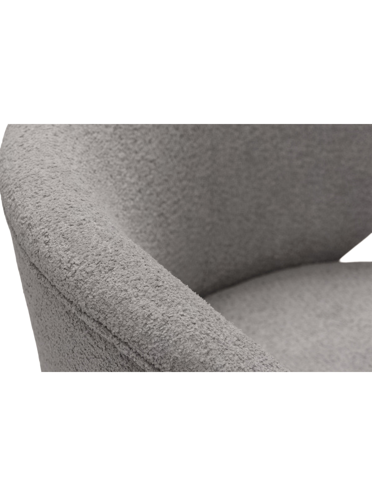 Otáčecí odpočinkové křeslo Cocoon šedé boucle detail čalounění