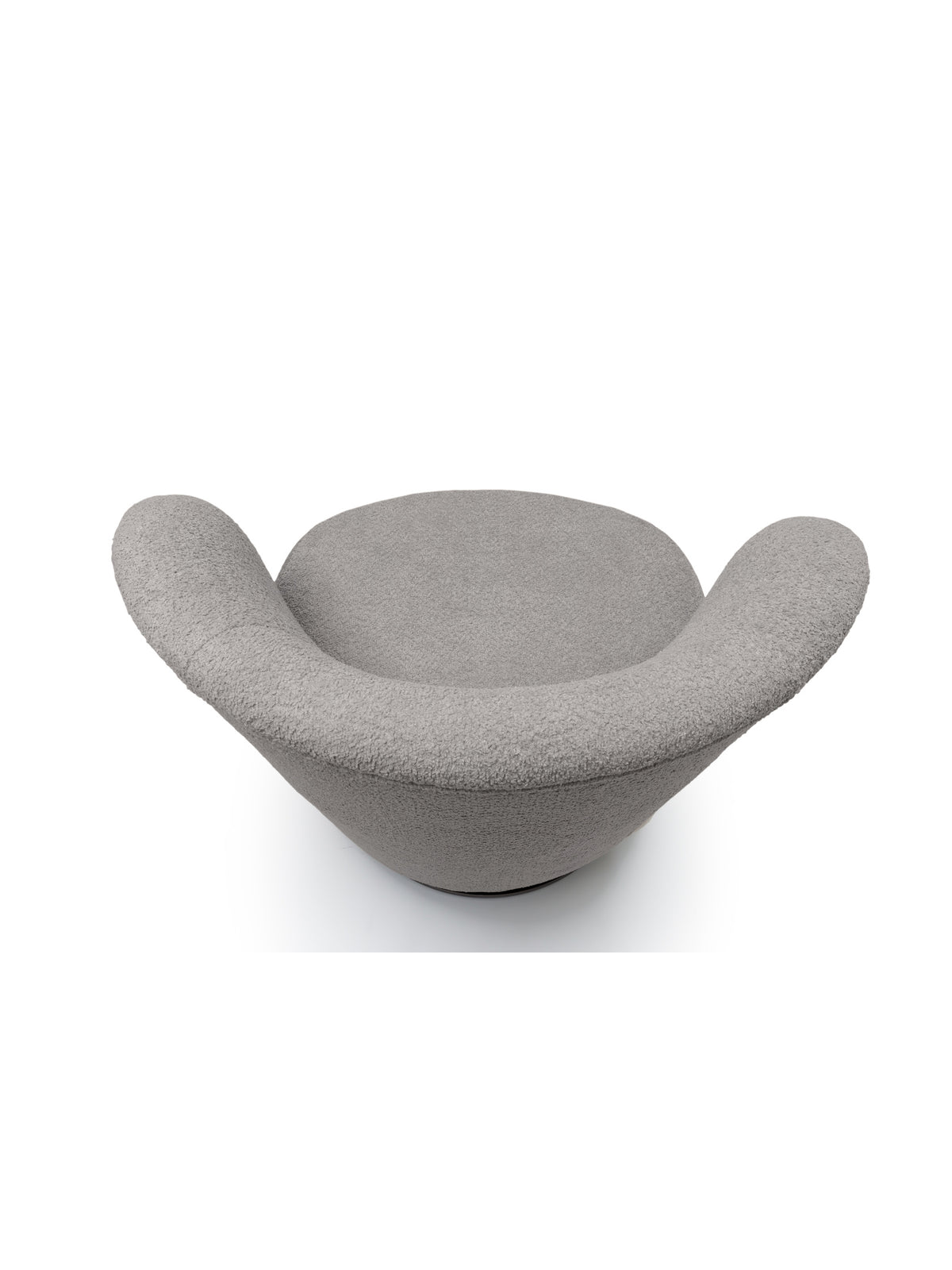 Otočný relaxační křeslo Cocoon v šedé boucle látce, pohled shora
