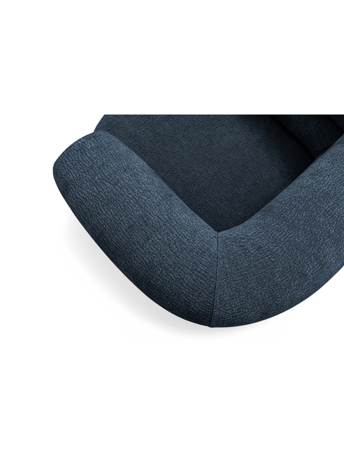 Otočný relaxační křeslo Melos tmavě modrý šenil Dress me 06 detail rohu