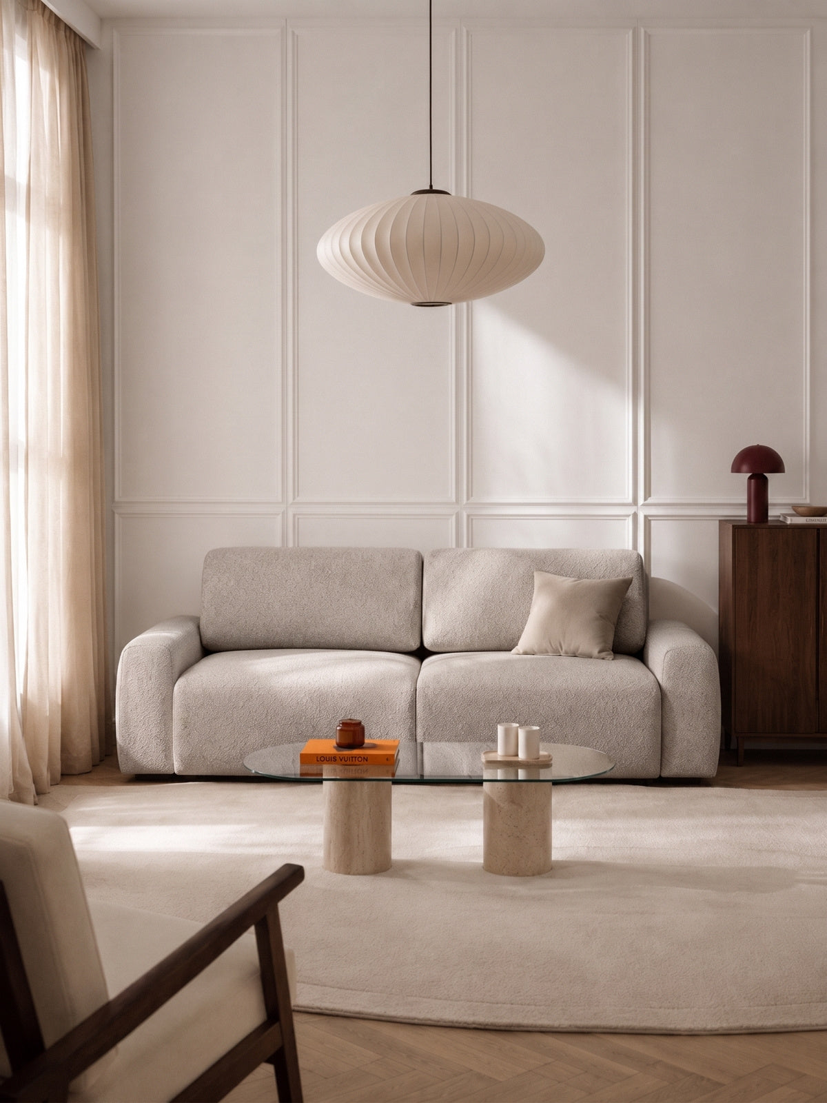 Rozkládací pohovka Velamo v tmavě béžovém potahu Bella 55 s moderním designem