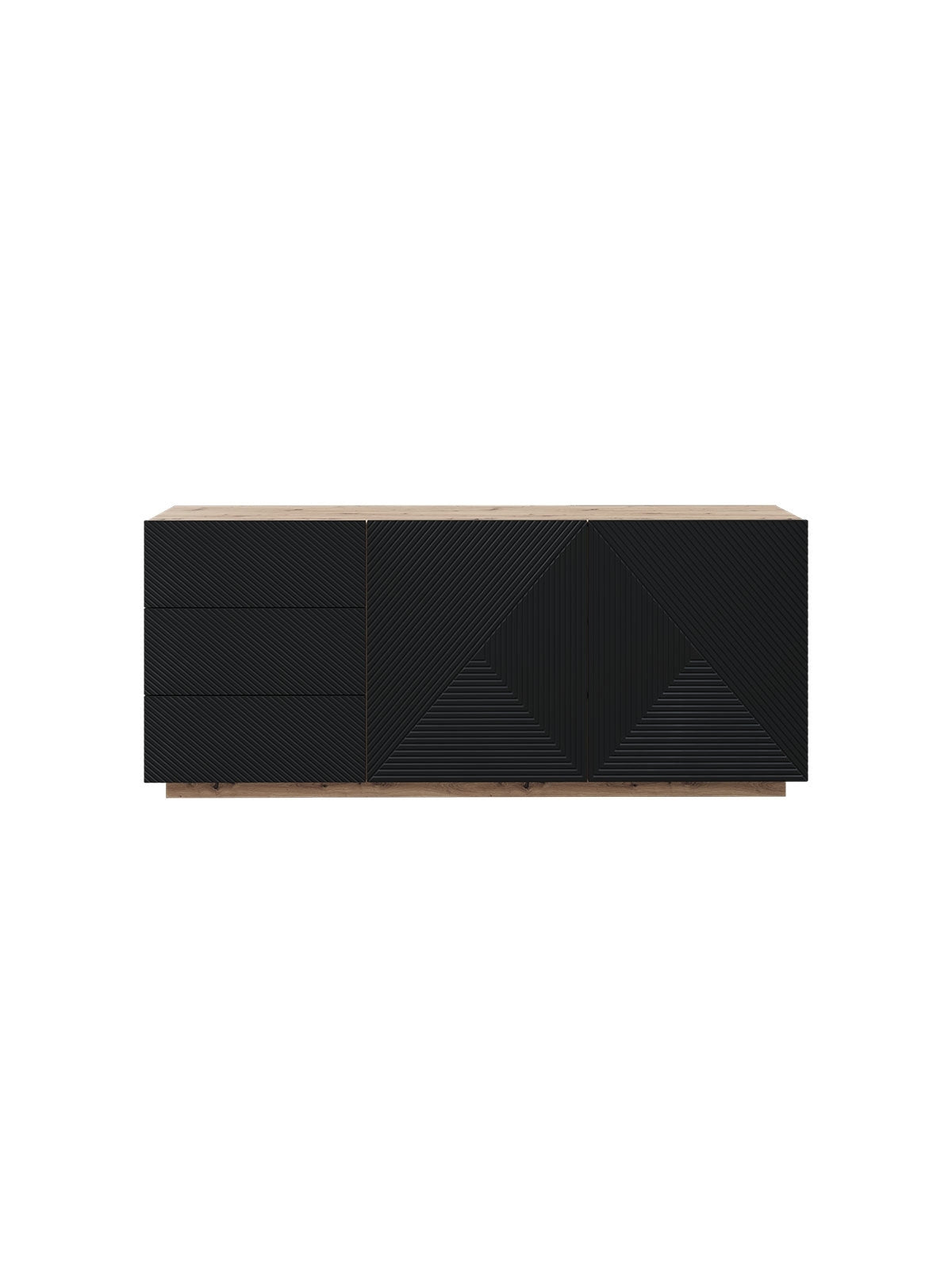Komoda 167 cm Asha s zásuvkami - artisan /Černý mat