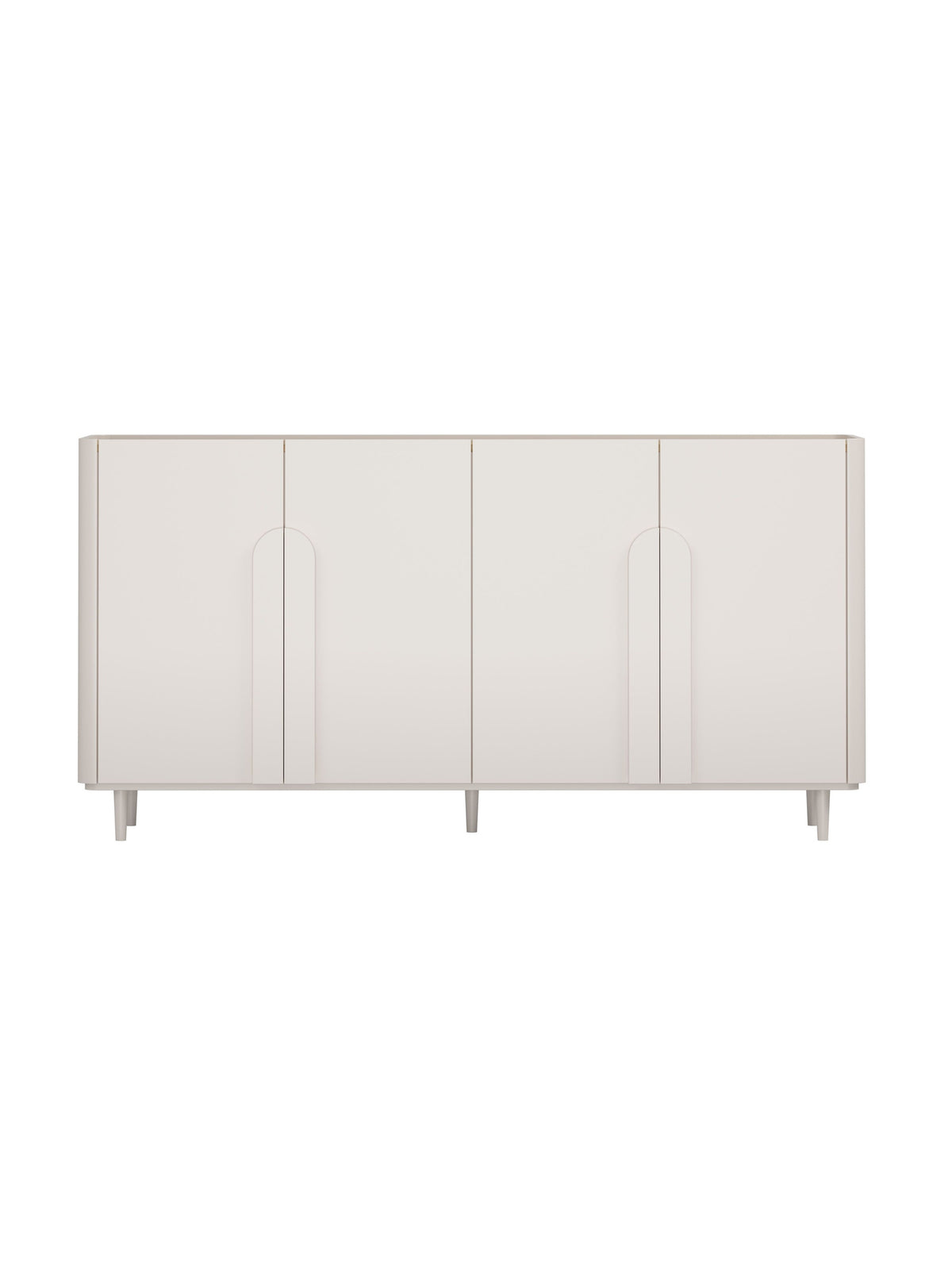Komoda Amilio 200 cm se čtyřmi dvířky na nohách v barvě kašmírové s olejovanou dubovou deskou