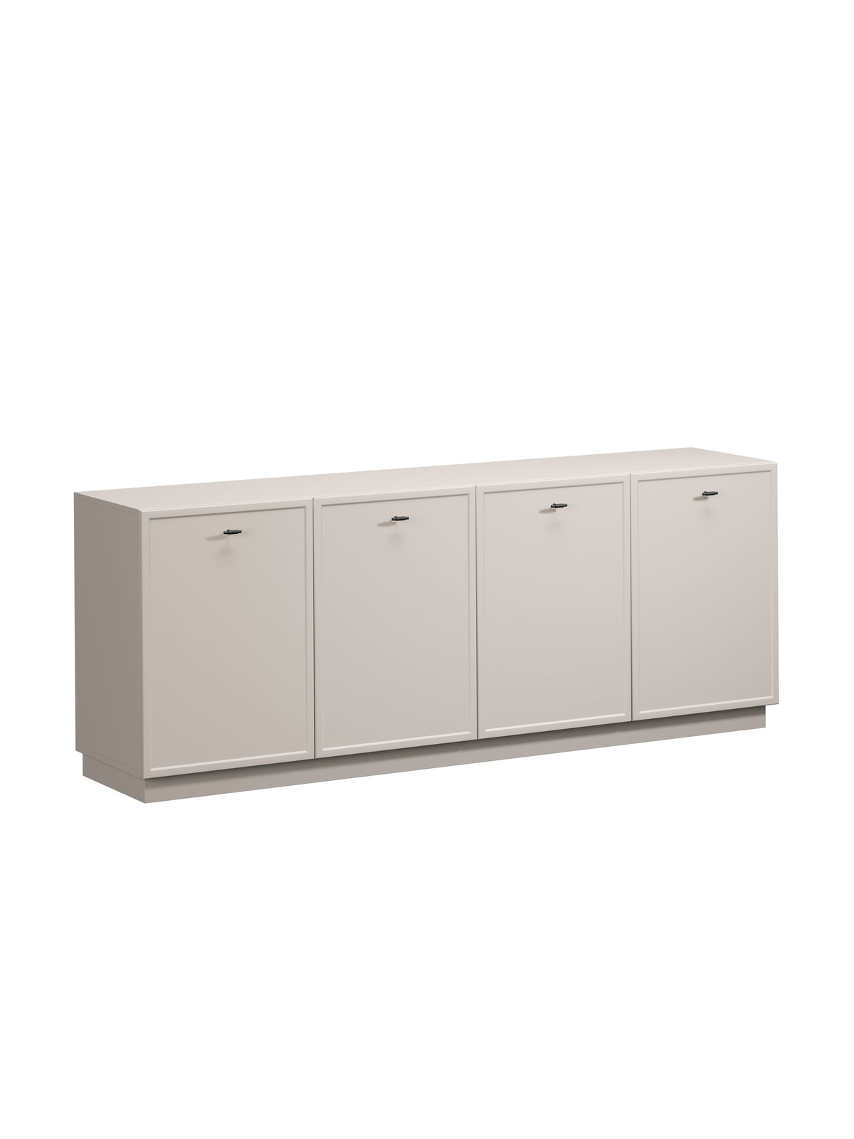 Komoda Lorini 200 cm czterodrzwiowa kaszmir z czarnymi uchwytami T-bar, widok frontu