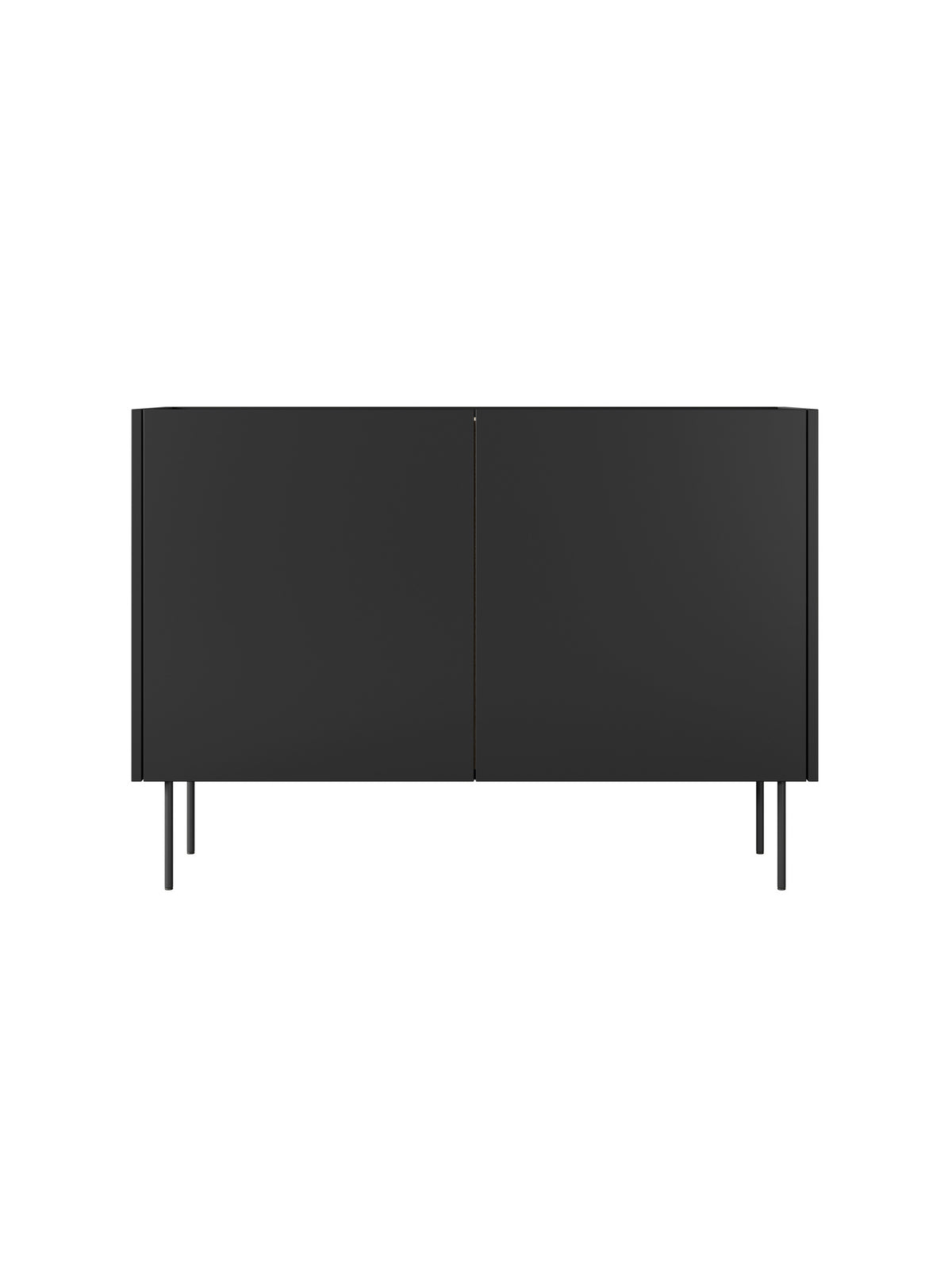 Komoda Desin 120 cm dvoudveřová černá matná s deskou dub nagano přední pohled