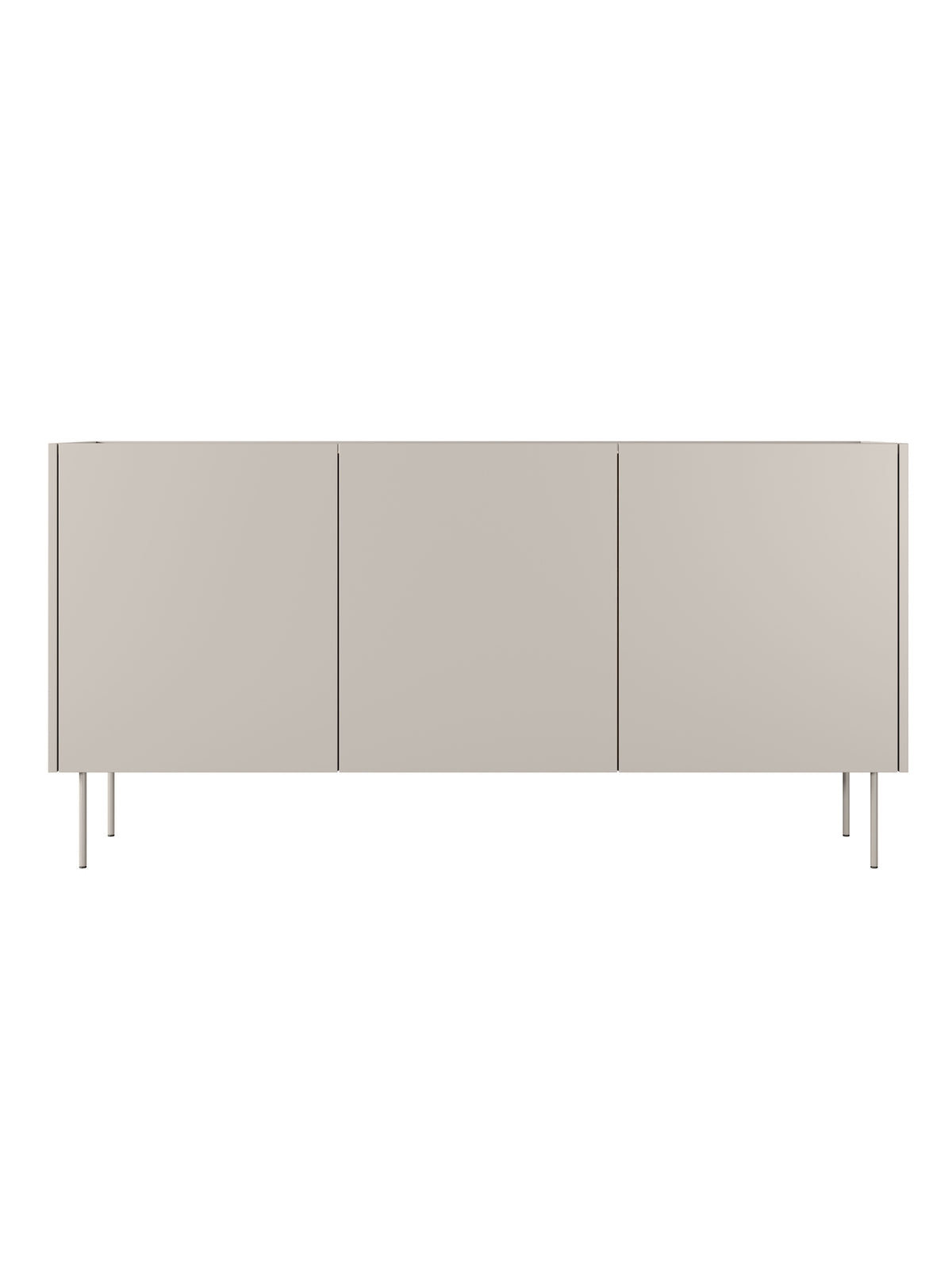 Komoda Desin 170 cm béžová cashmere se 4 skrytými zásuvkami a kovovými nohami, hladký přední panel