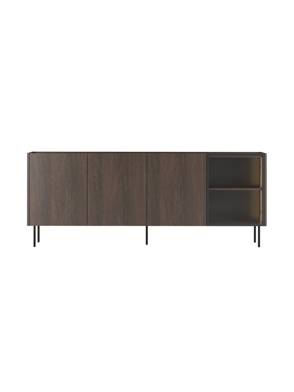 Komoda Dunari 220 cm czterodrzwiowa w kolorze dąb dunin z czarnymi nogami metalowymi