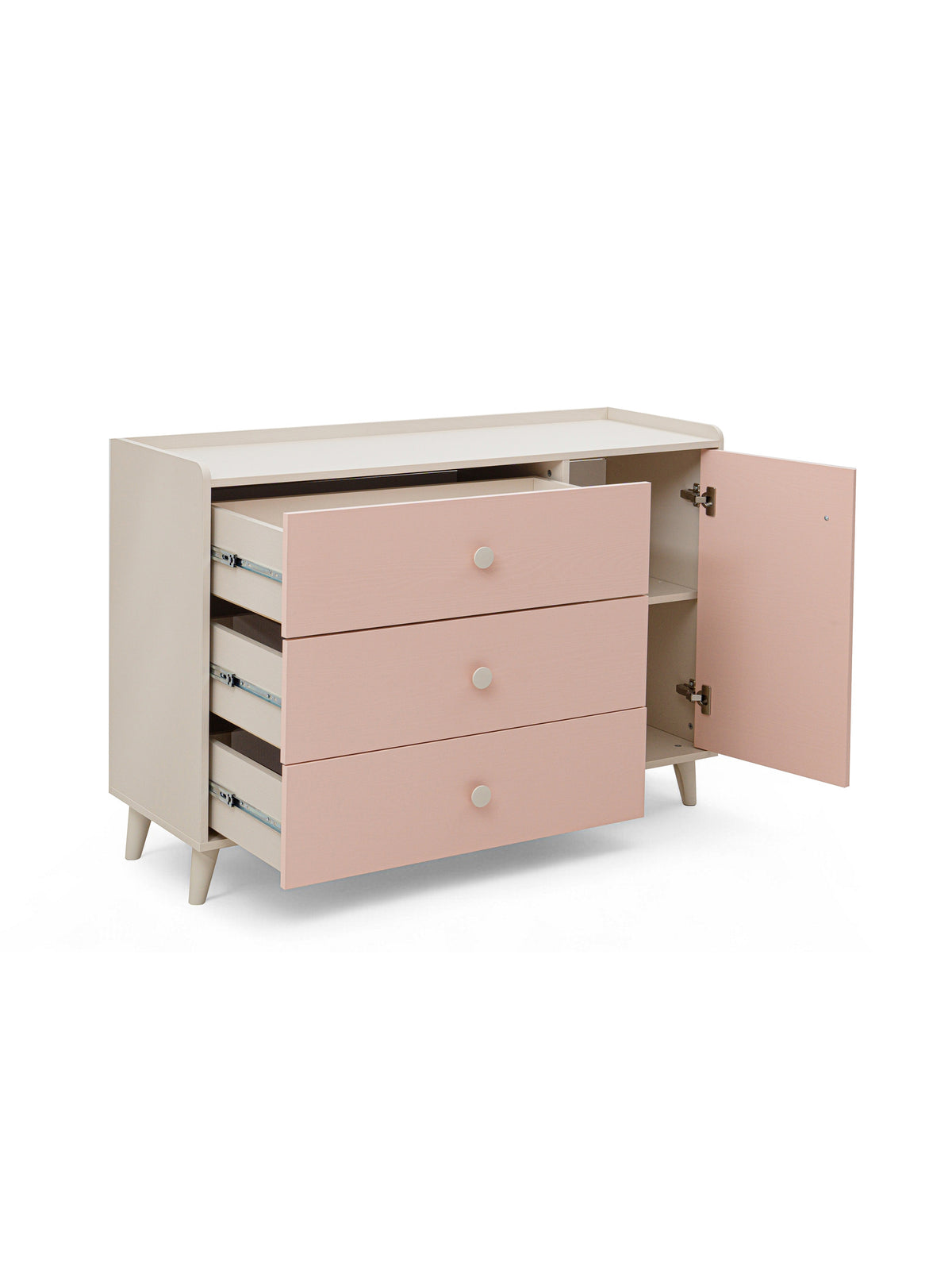 Dětská komoda Marla 120 cm s šuplíky, přední deska millenial pink, korpus desert sand