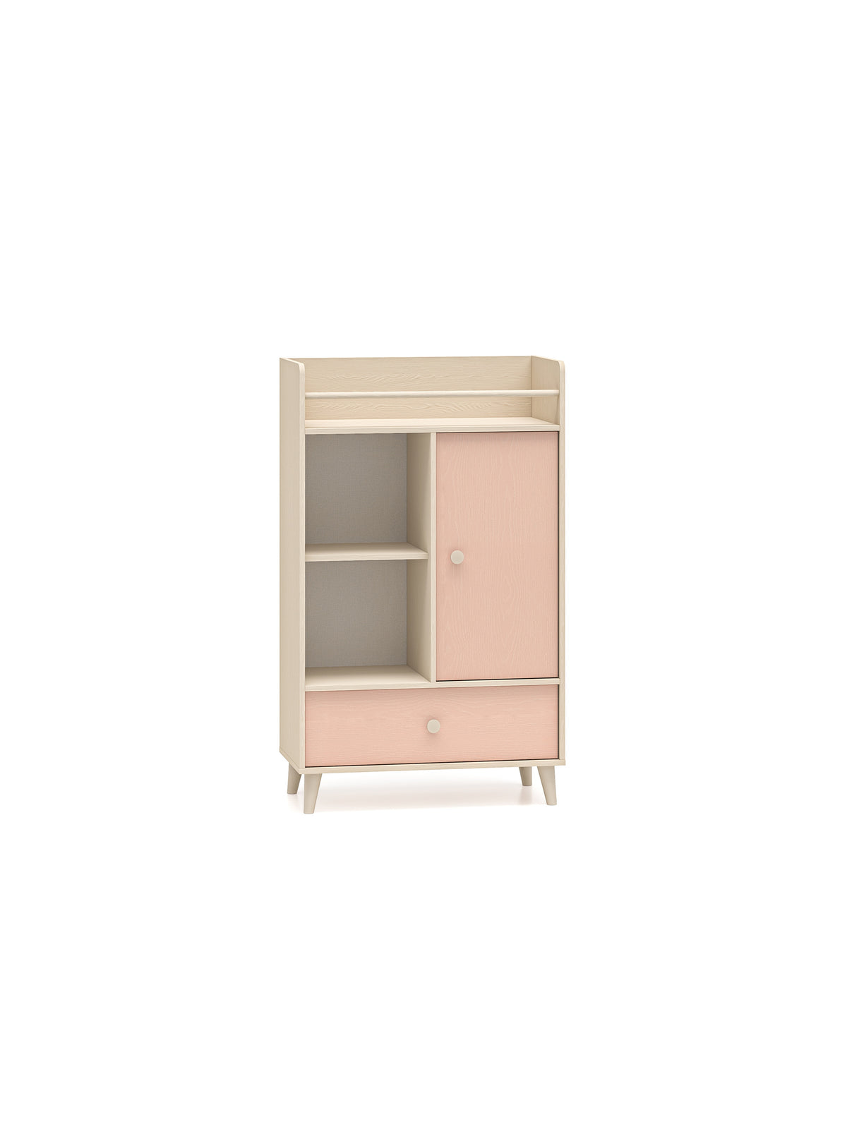 Dětská komoda Marla 80 cm s šuplíkem, korpus pouštní písek, front millenial pink
