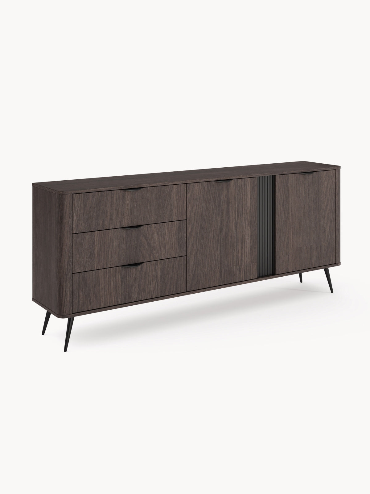 Komoda Edrin 195 cm se zásuvkami - dub dunin / černá