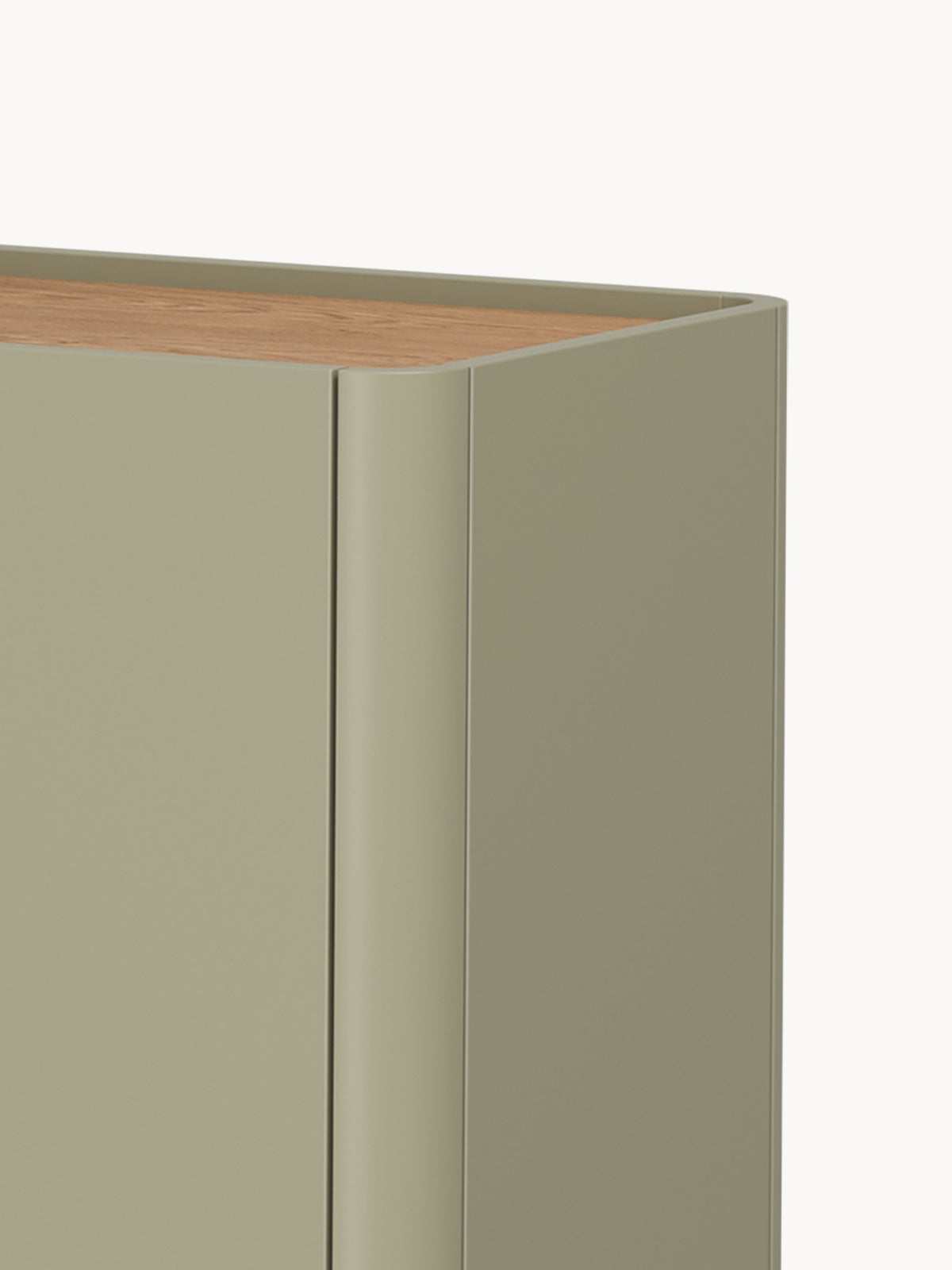 Komoda Elivo 150 cm olivová se hladkými předními a dubovým deskem baltic dune
