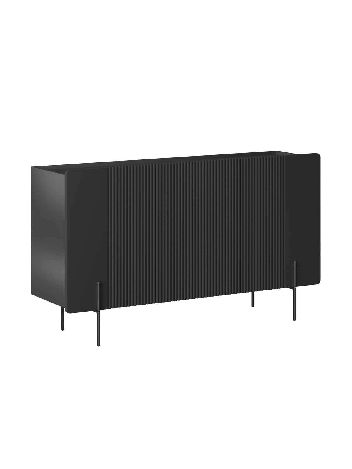 Komoda Malmi 150 cm třídveřová - černá mat / černá nozki