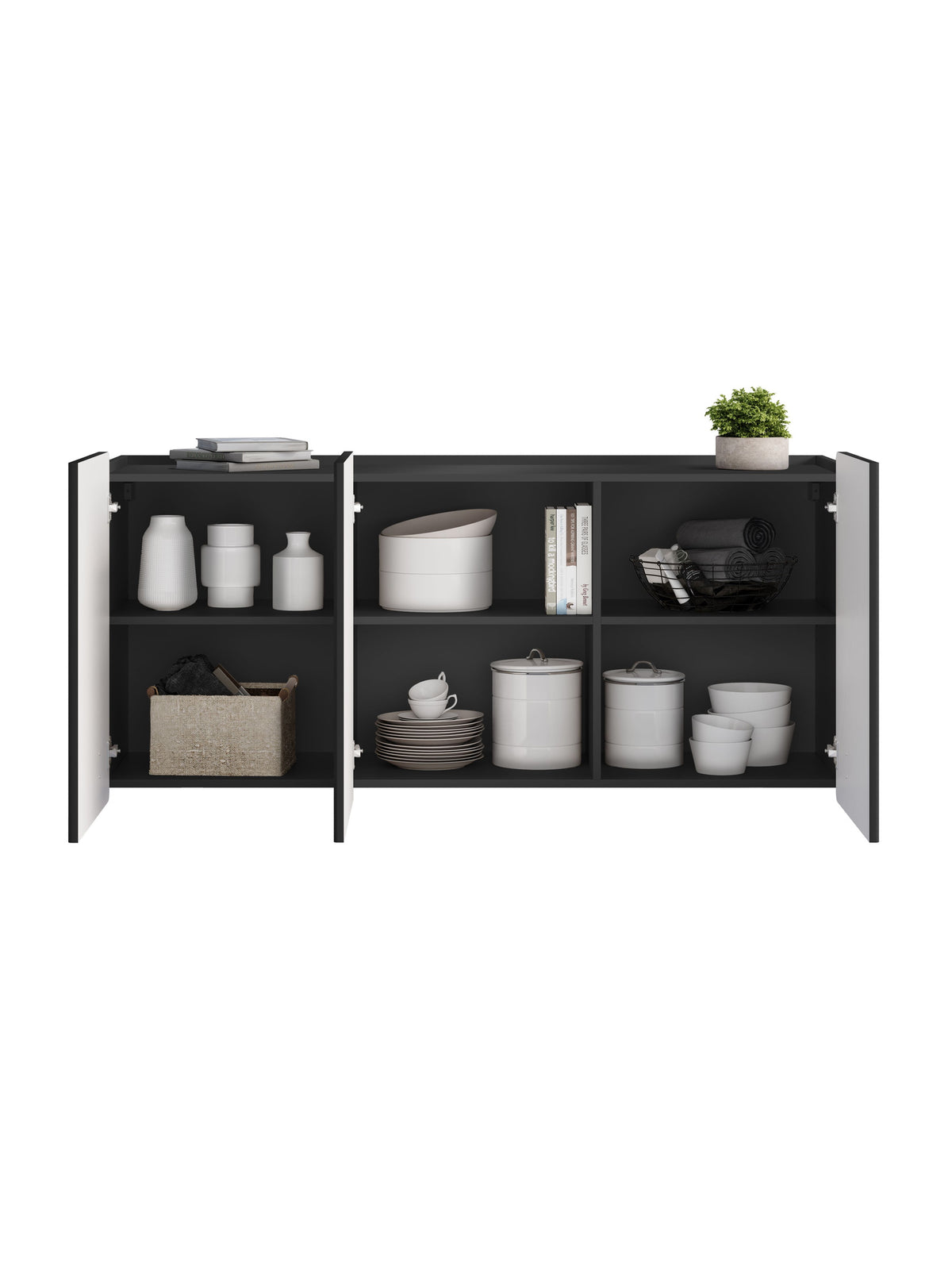 Komoda Malmi 150 cm závěsná - černá mat / černá