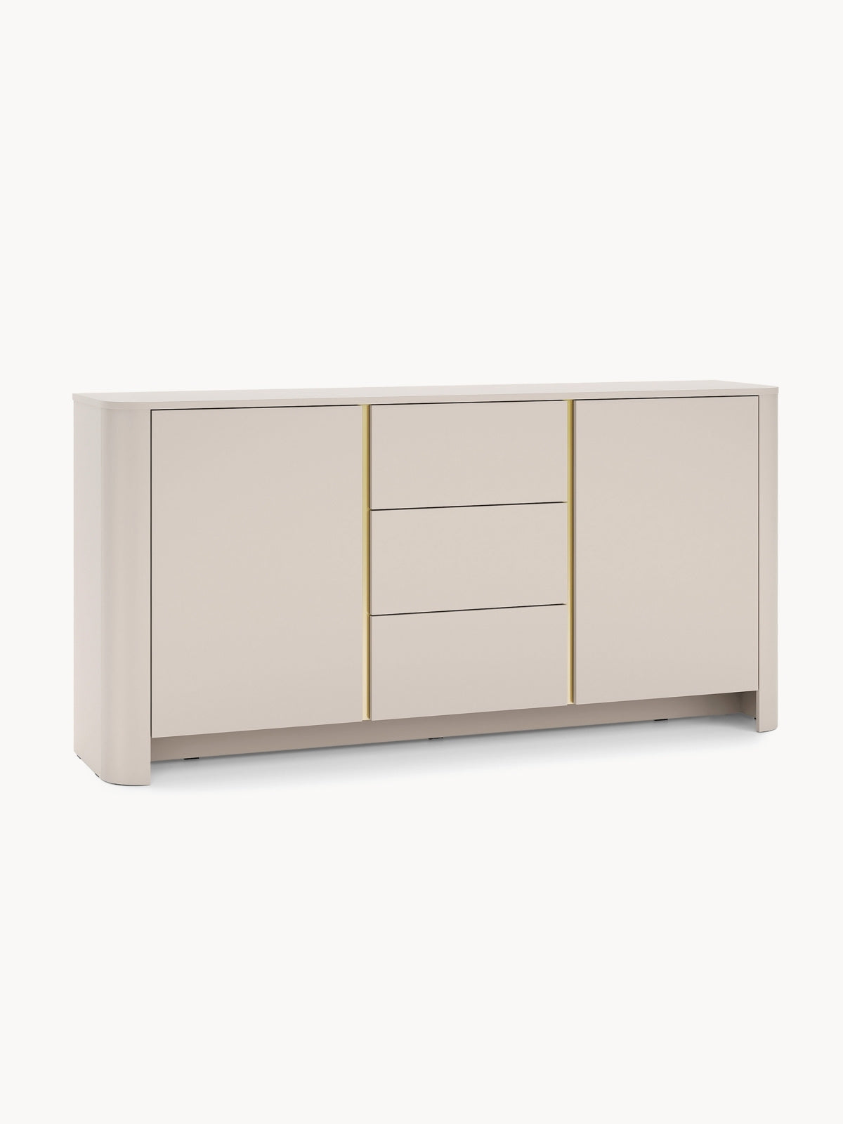 Komoda Sorrenti 168 cm se zásuvkami - kašmír / zlatá