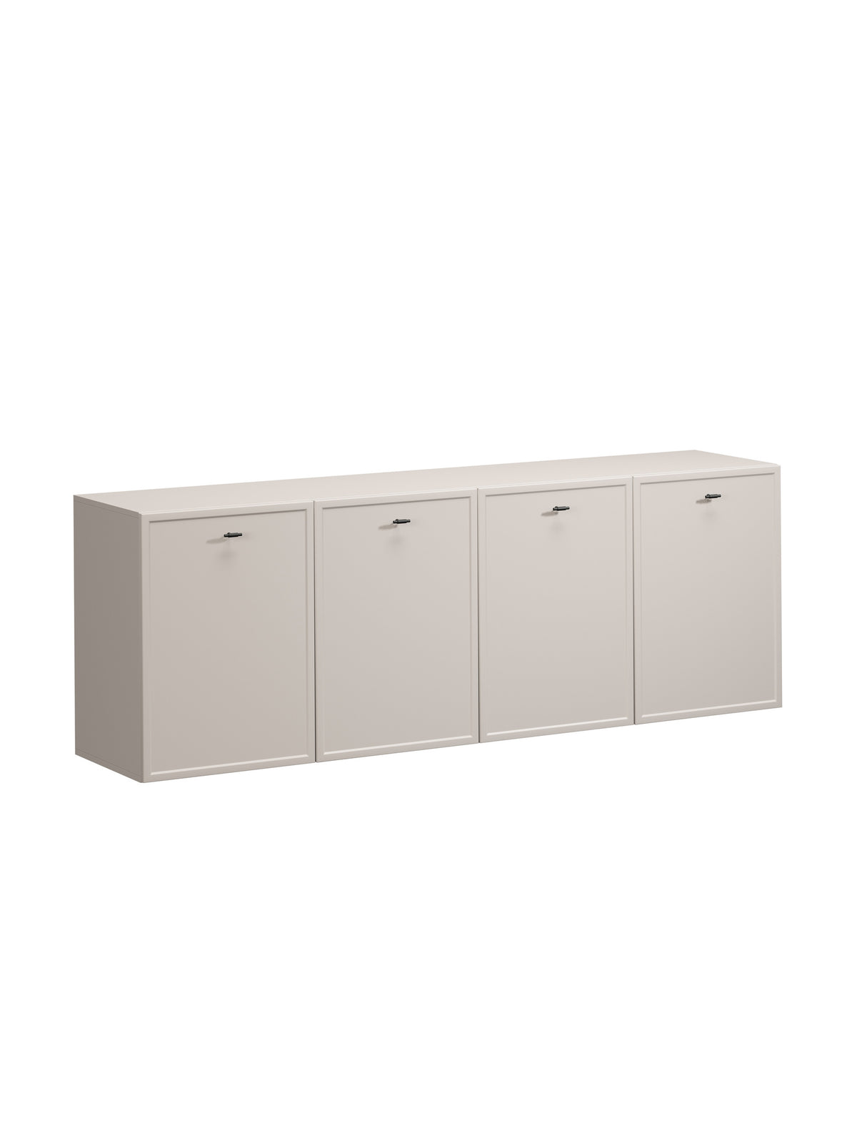 Komoda wisząca Lorini 200 cm czterodrzwiowa w kolorze kaszmir z czarnymi uchwytami T-bar