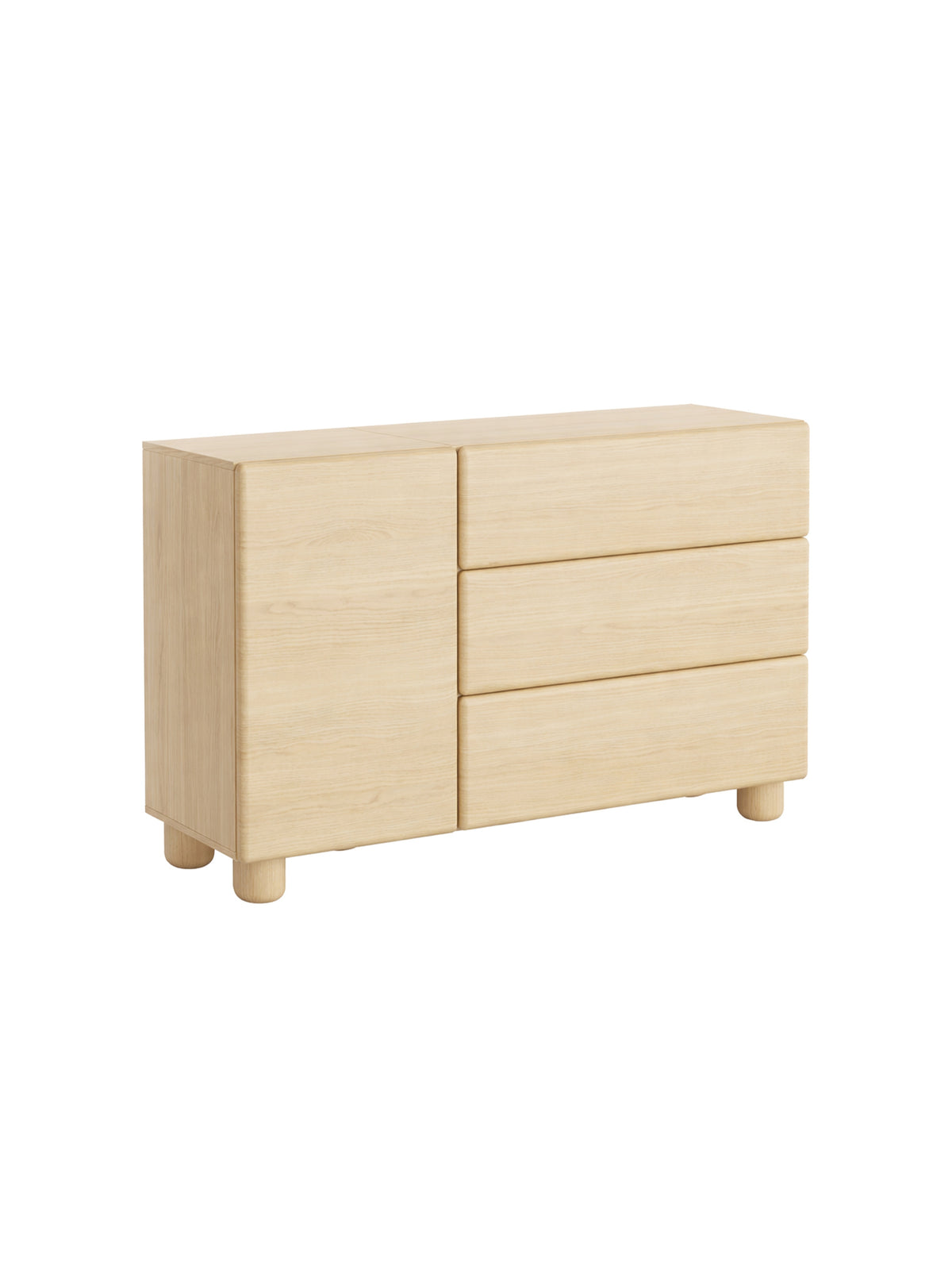 Komoda s 3 zásuvkami Arlo 130 cm v barvě dub vicenza, moderní design, skříňka a zásuvky