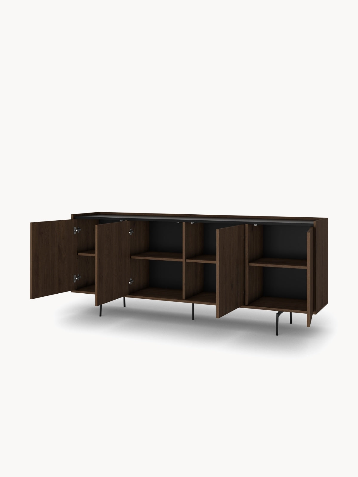 Komoda Zenar 200 cm čtyřdveřová - ořech elegant / černá