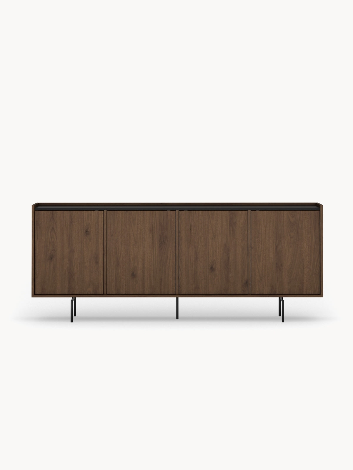 Komoda Zenar 200 cm čtyřdveřová - ořech elegant / černá