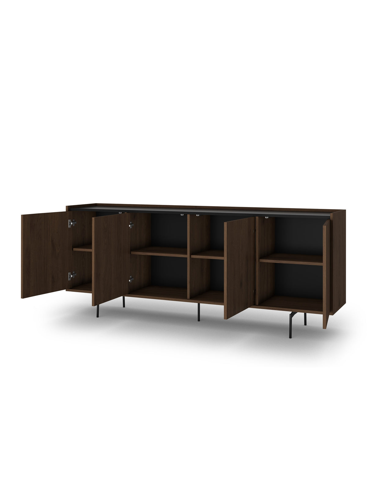 Komoda Zenar 200 cm czterodrzwiowa - orzech elegant / czarny