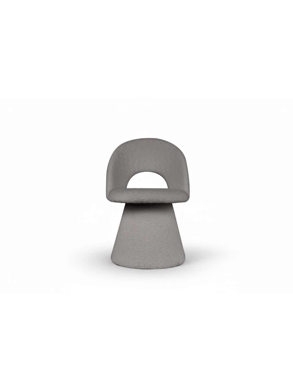 Otočné křeslo Aveliro Spin s jasně šedou látkou bouclé Catch Me 24, pohled zepředu