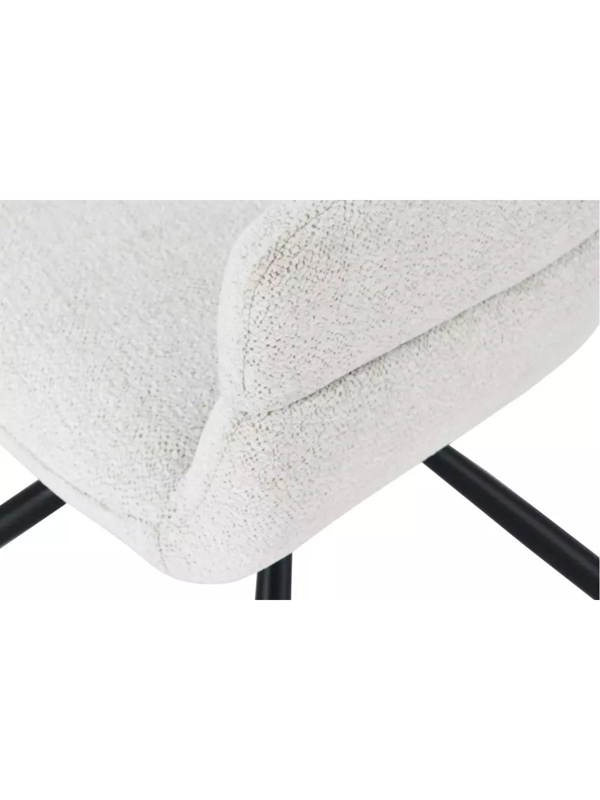 Otočné čalouněné křeslo Movelix béžový boucle Raven 22, černé kovové nohy, detail sedáku
