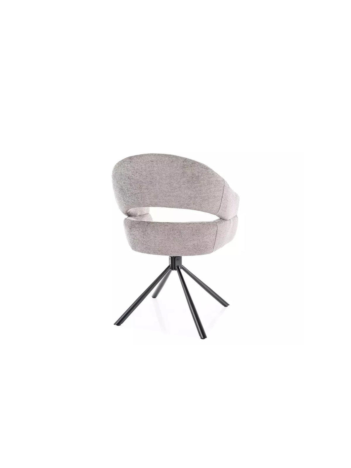 Otočné čalouněné křeslo Movelix šedá boucle Raven 07 s černými kovovými nohami