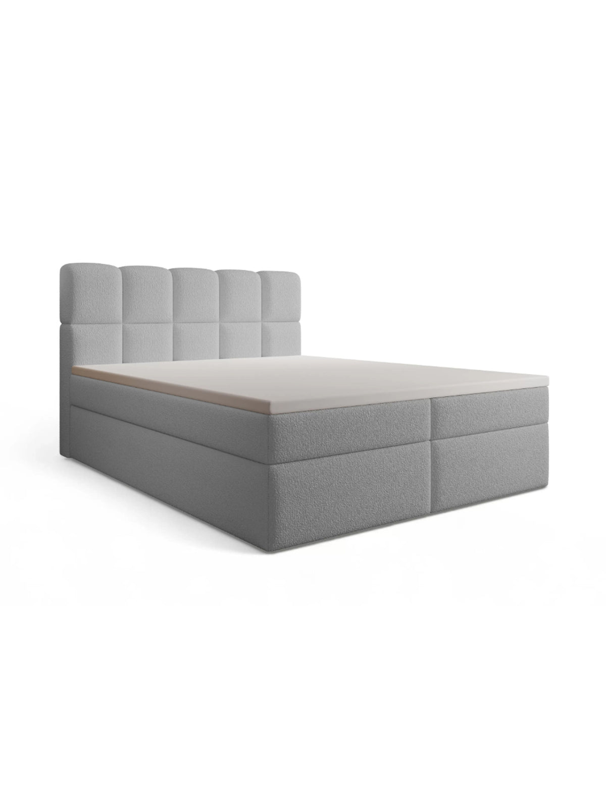 Kontinentální postel Carello 180x200 šedá boucle s úložným prostorem zepředu