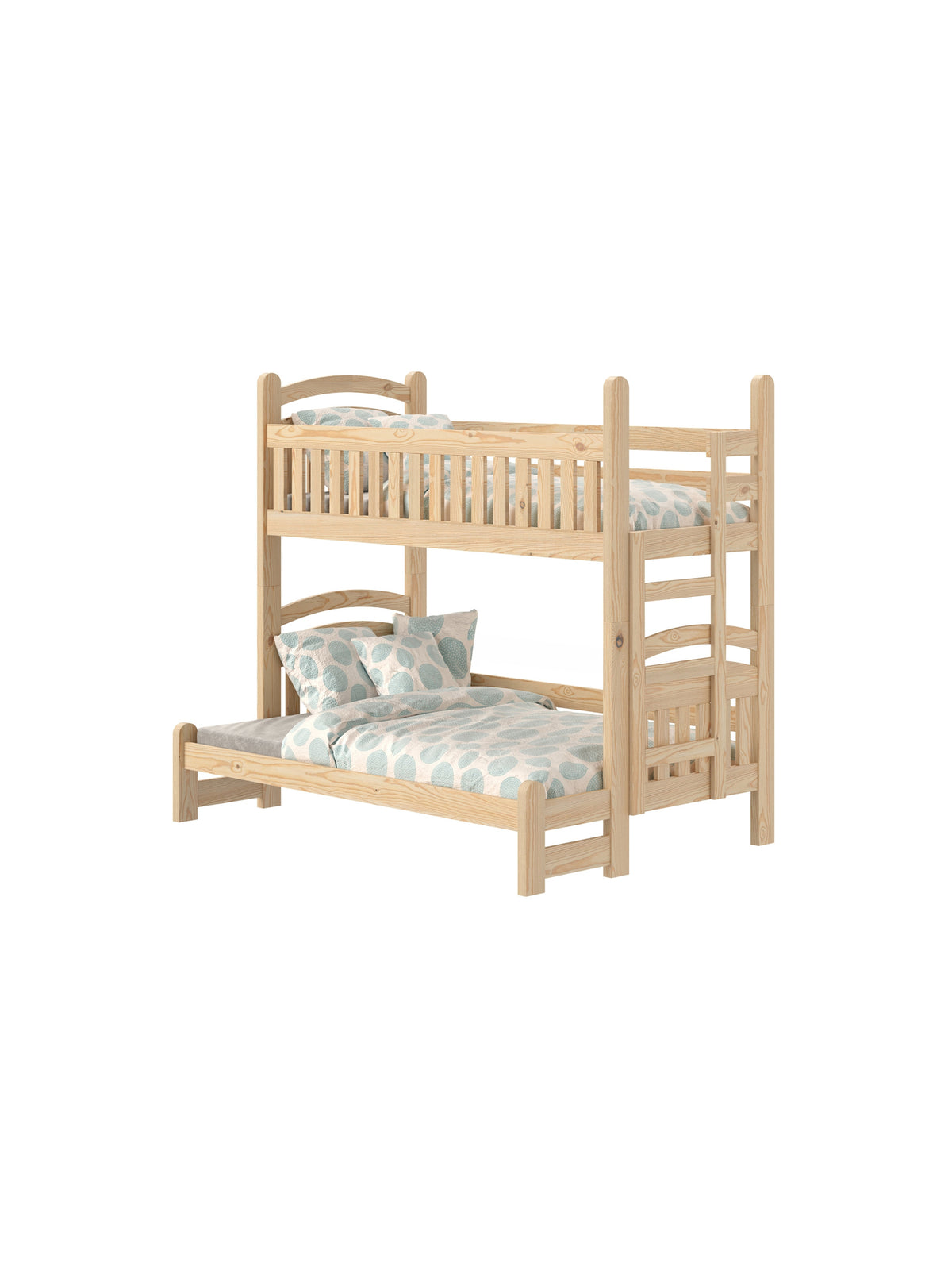 Patrová postel Amely Maxi 80x200/120x200 pravá, dřevěná barva borovice viděná z boku