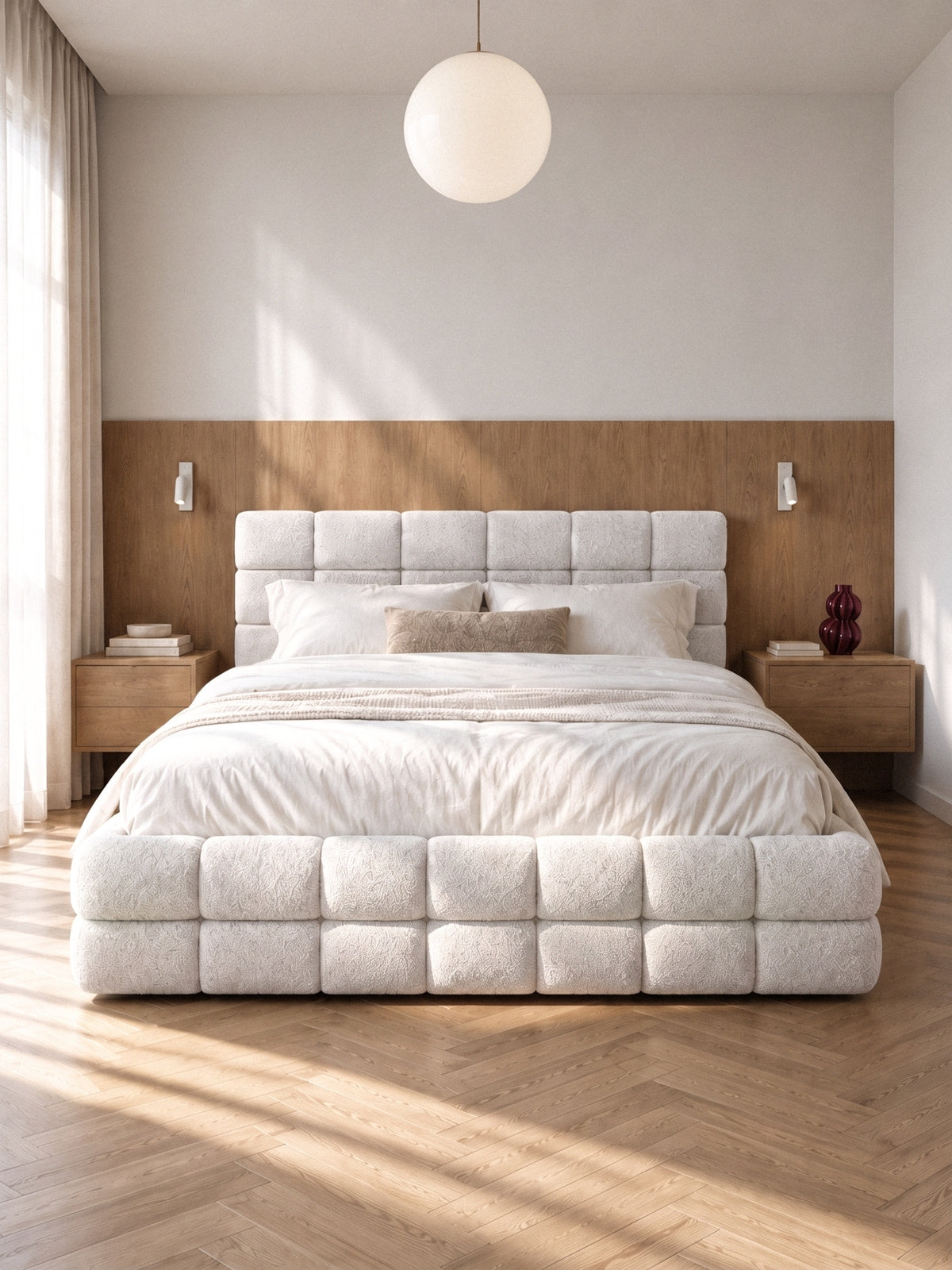 Postel pro ložnice Bellmora 180x200 - béžová boucle Raven 22