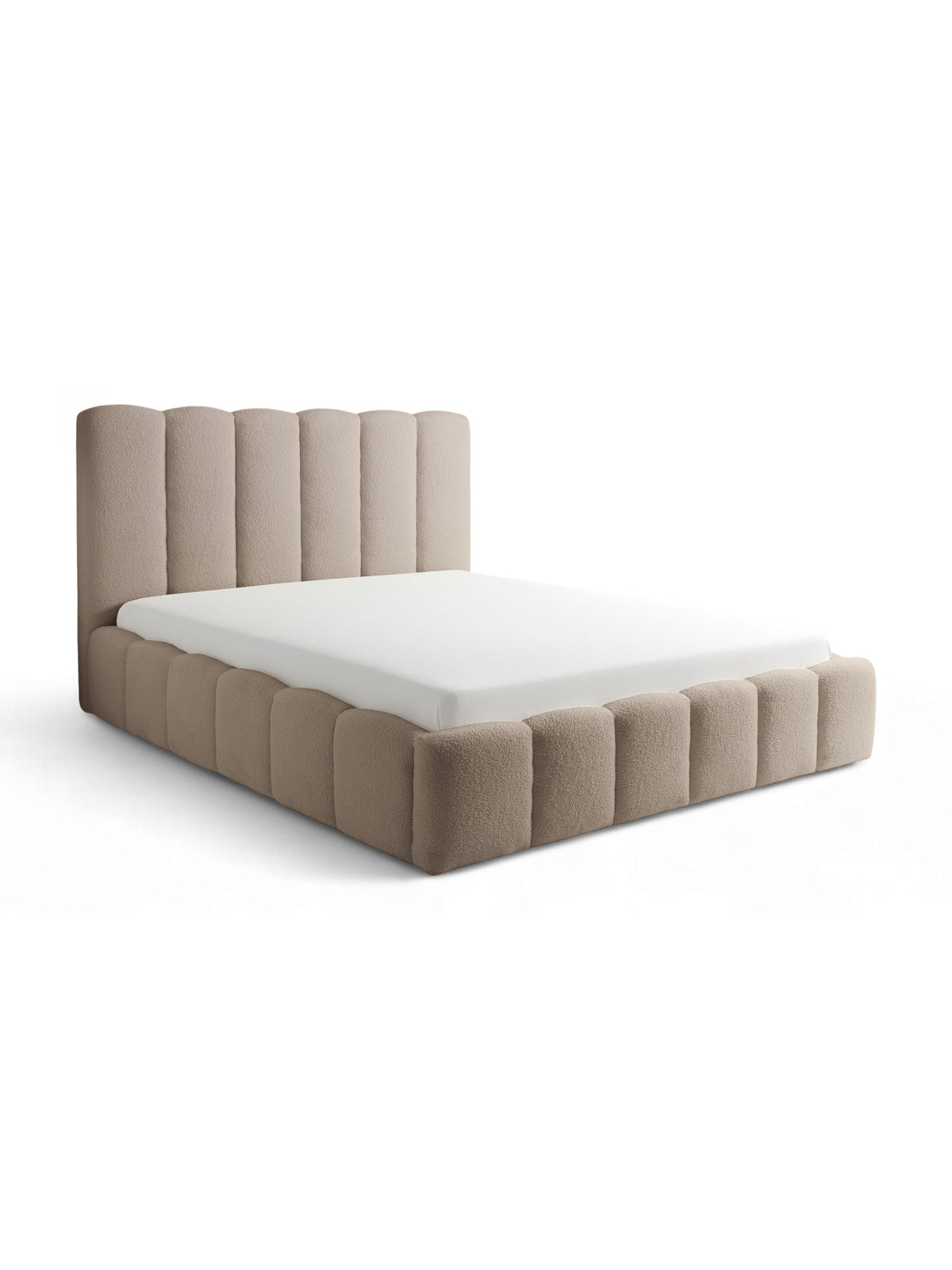 Čalouněná postel Aura 180x200 tmavě béžová boucle Quelle 05 s vysokým čelem