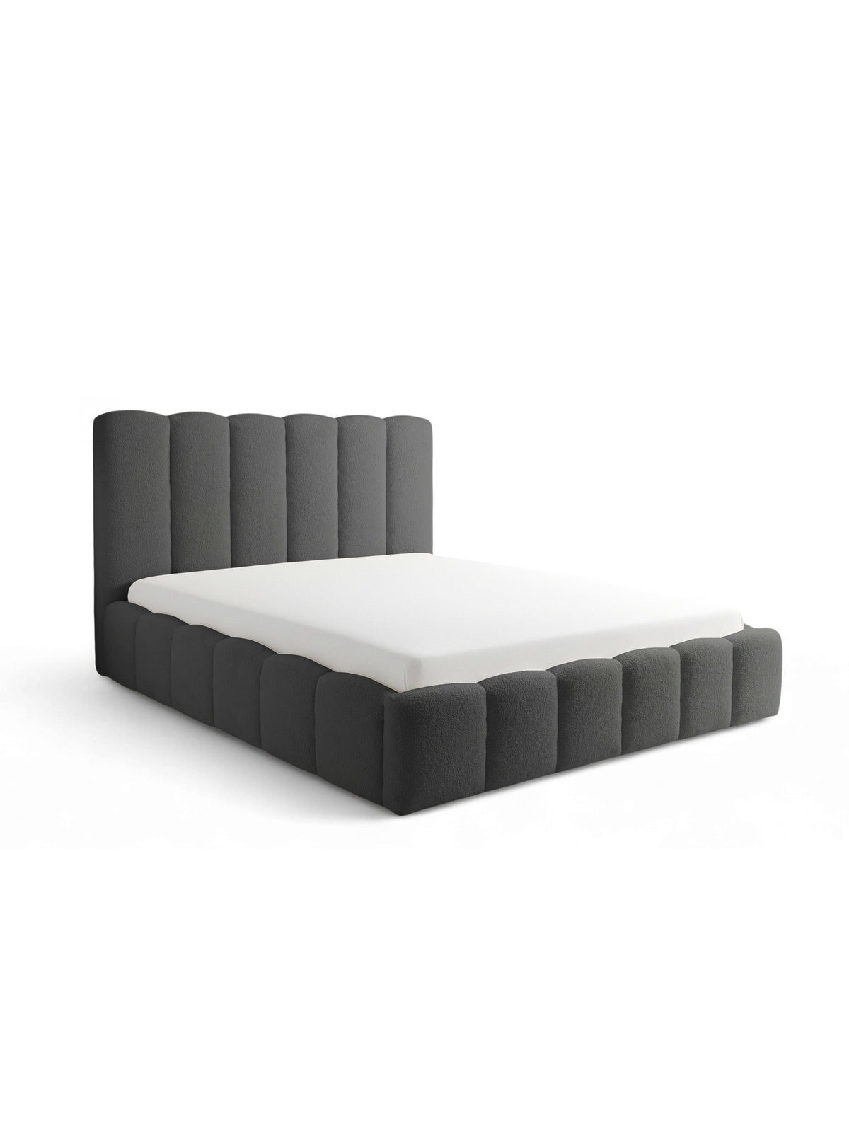Čalouněná postel Aura 180x200 tmavě šedá boucle Quelle 92 s vysokým čelem