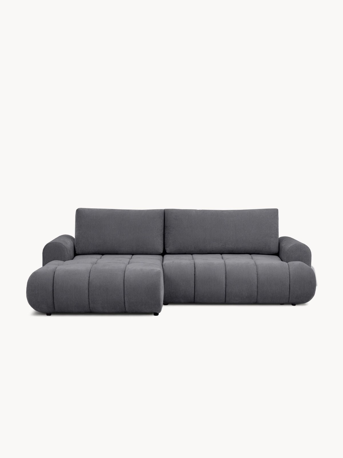 Rohová sedací souprava Lutario Mini levá, šedý szenil Vibe 95, prošívané čalounění, moderní design