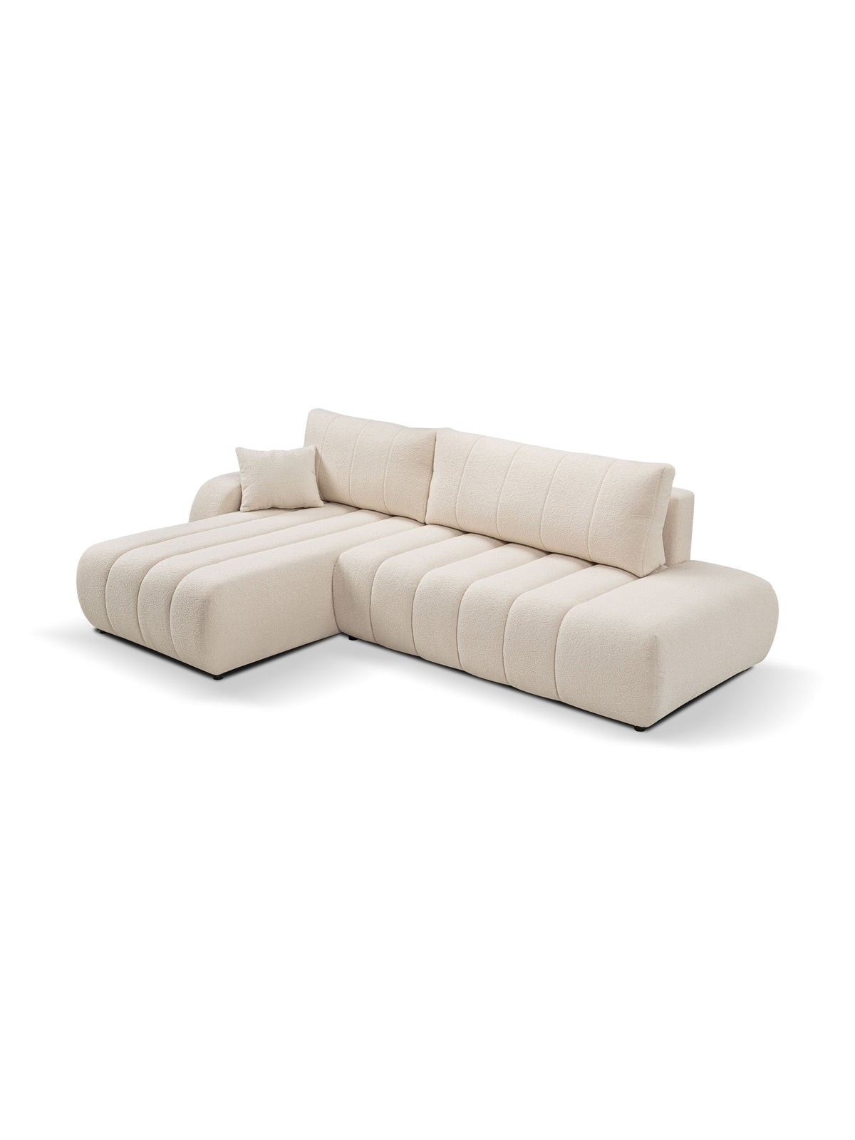 Levá rohová sedačka Zelio béžová boucle Lambi 8 moderní design, světlý béžový tón