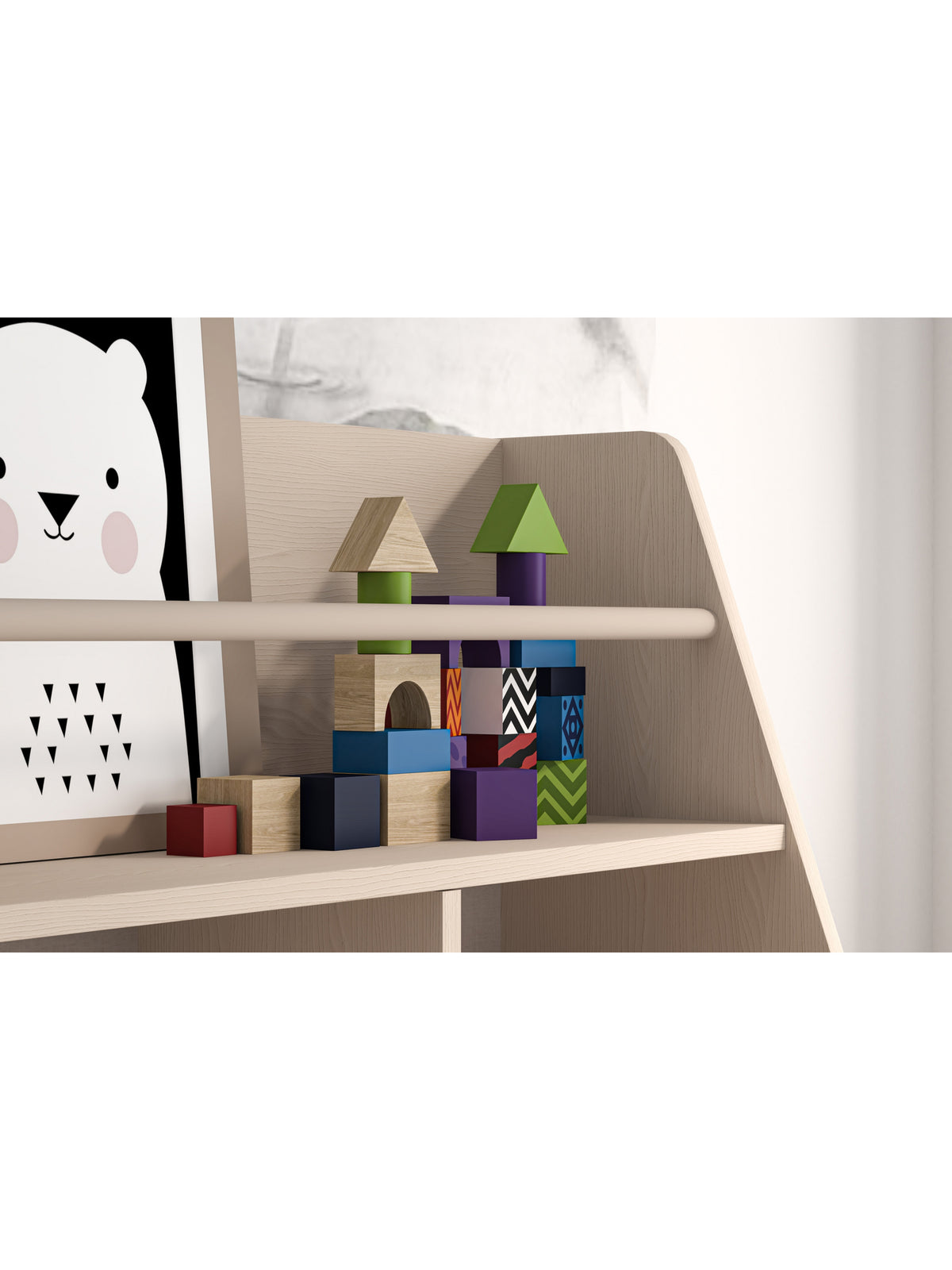 Dětský regál Marla 72 cm v barvě pouštní písek se šedým čelem