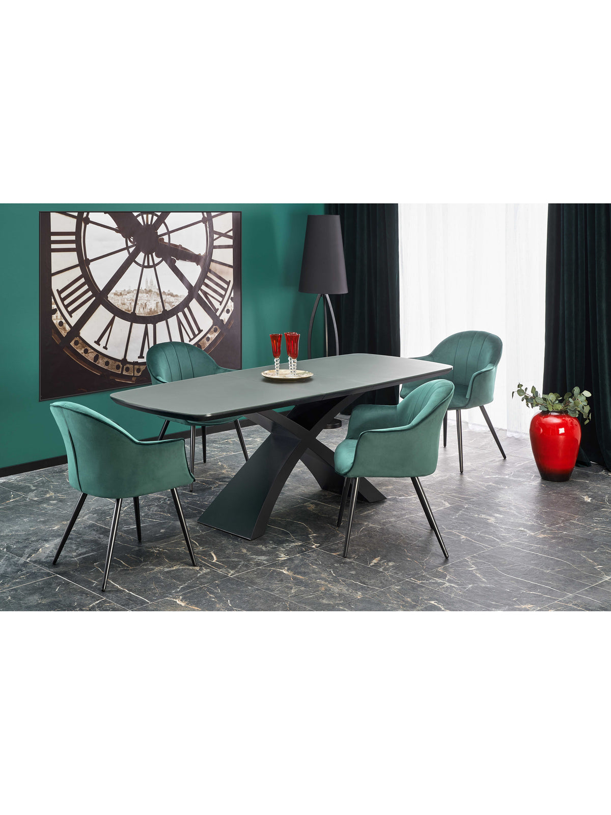 Rozkládací stůl Virello 180-220x89 cm tmavě šedý s černými nohami