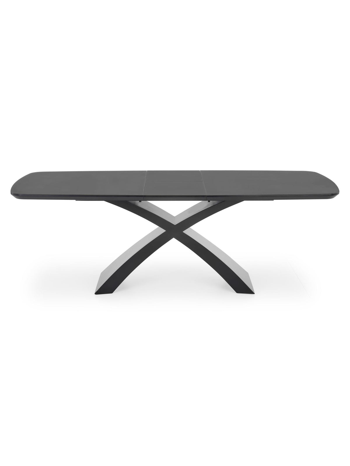 Rozkládací stůl Virello 180-220x89 cm černý s tmavě šedou deskou a zkříženými nohami