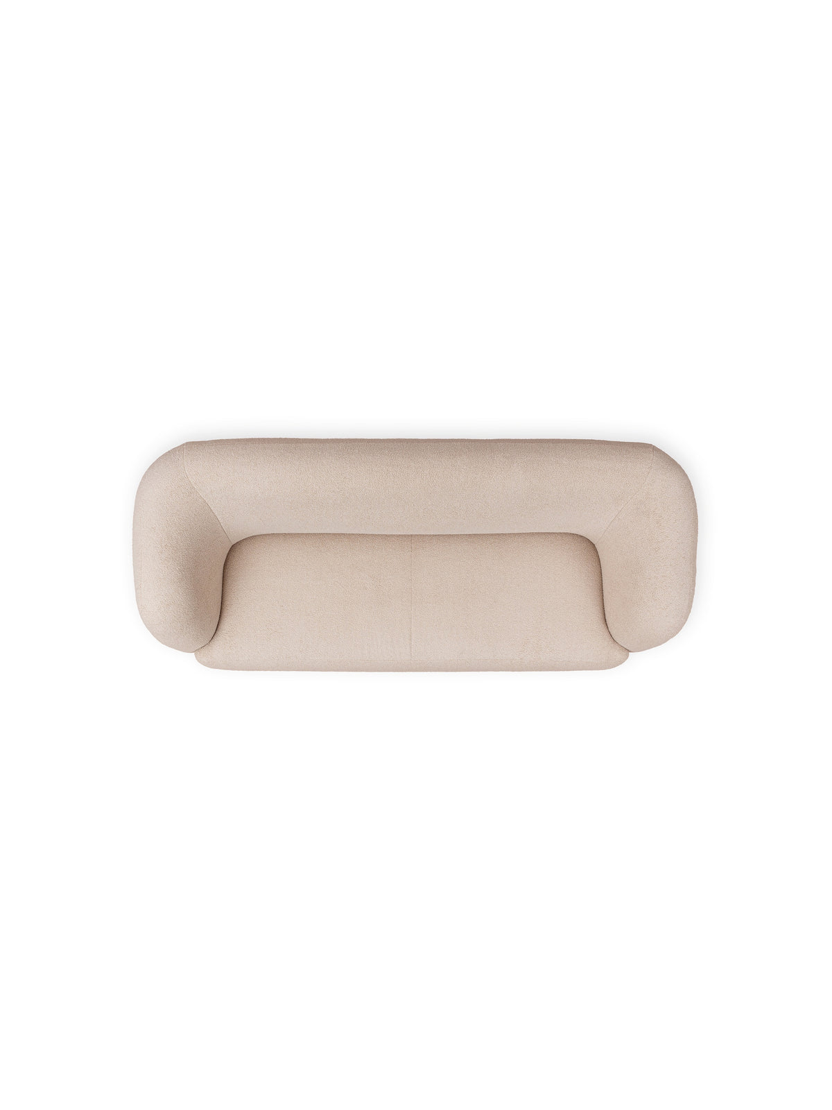 Bežová sofa Dalin III s látkou bouclé Lambi 5, pohled shora na moderní model