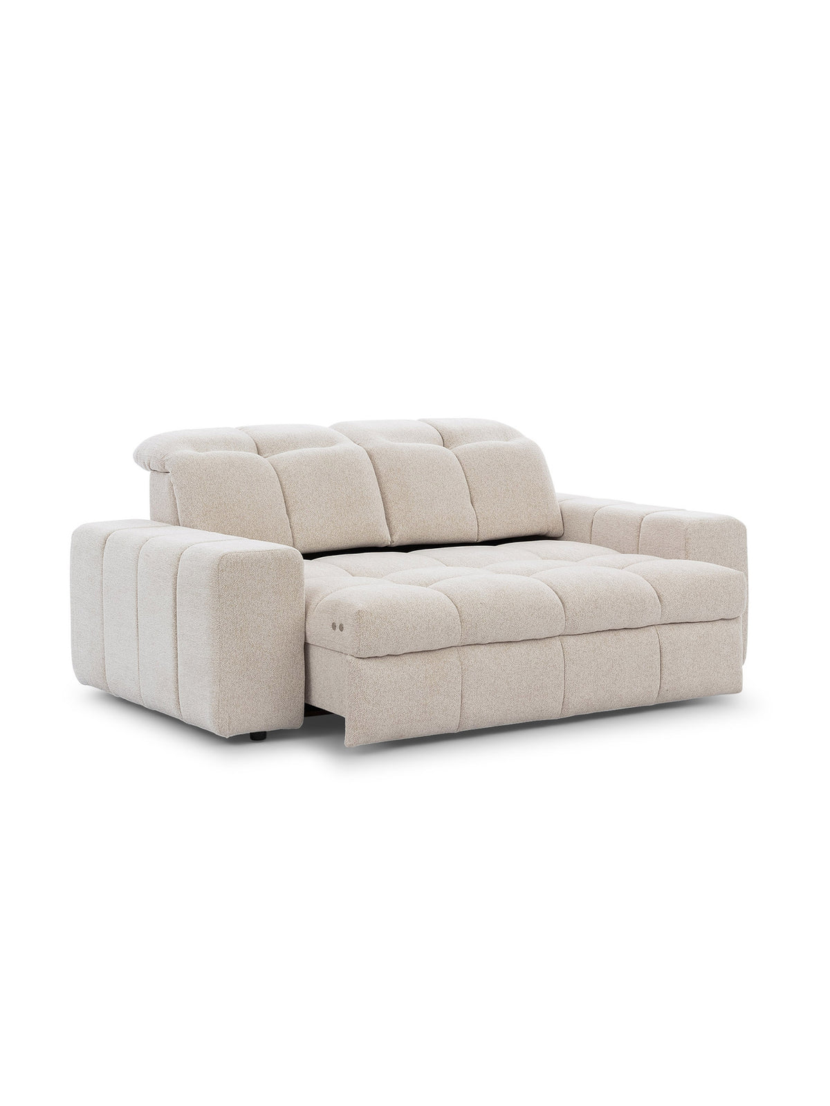 Sofa Magnelio II elektryczna dwuosobowa w jasnym kolorze z regulowanymi zagłówkami
