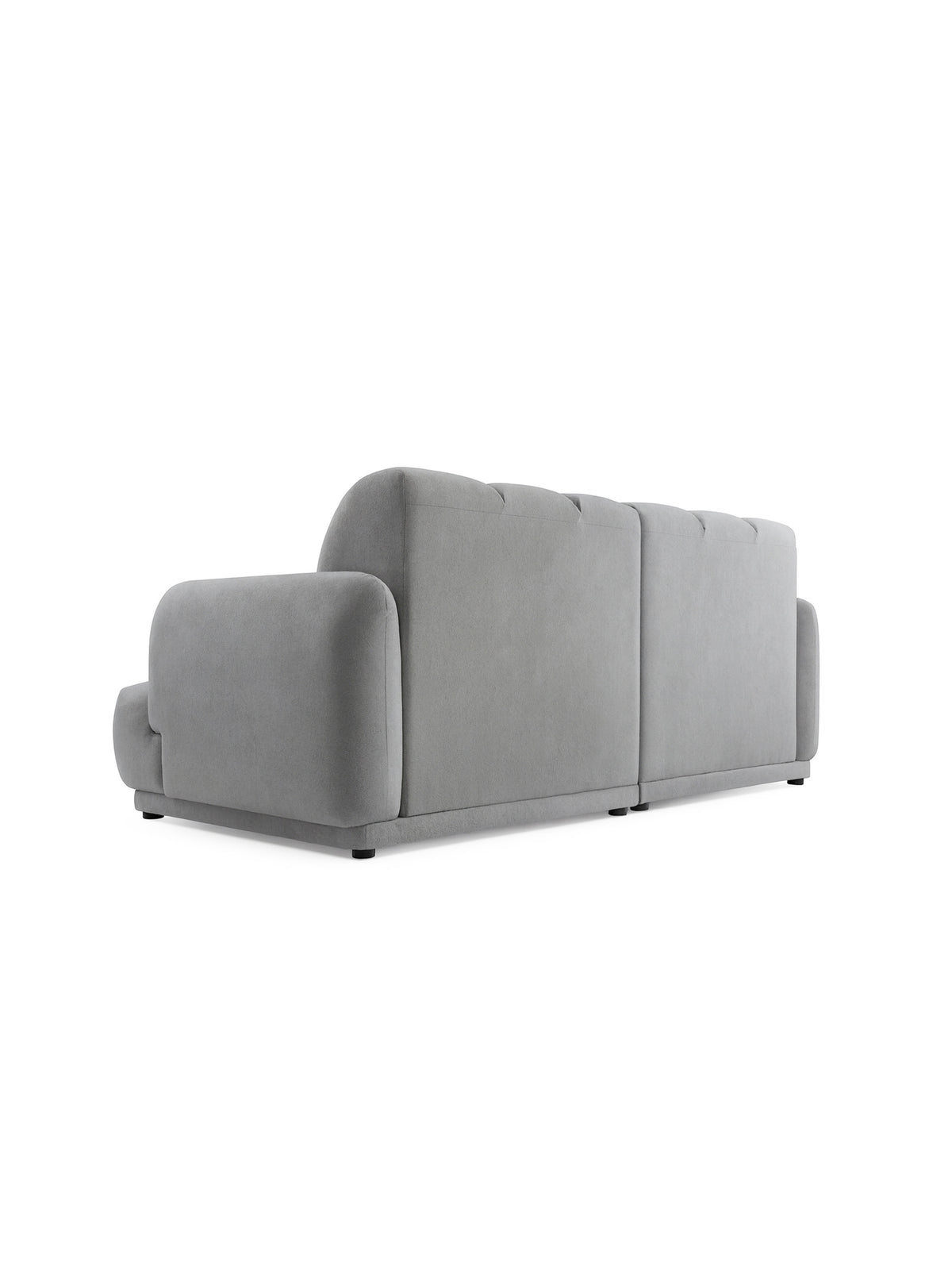 Třímístná pohovka Melvo v béžové barvě boucle Gerra 65 moderní styl z pohledu zezadu