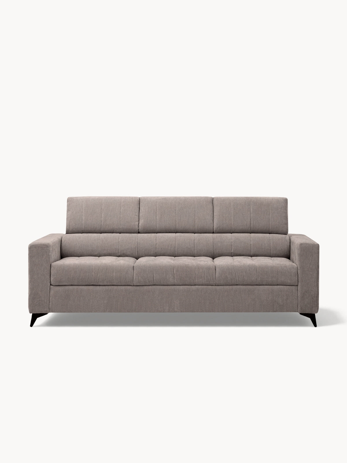 Sofa Nardo brązowy szenil Vibe 21 z funkcją spania i regulowanymi zagłówkami, widok frontalny