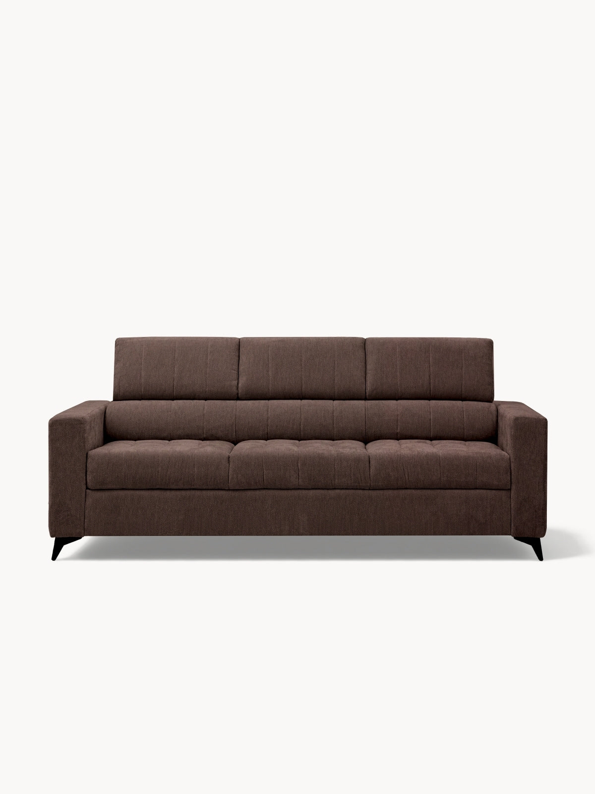 Sofa Nardo rozkładana trzyosobowa w brązowym szenilu Vibe 26 z regulowanymi zagłówkami