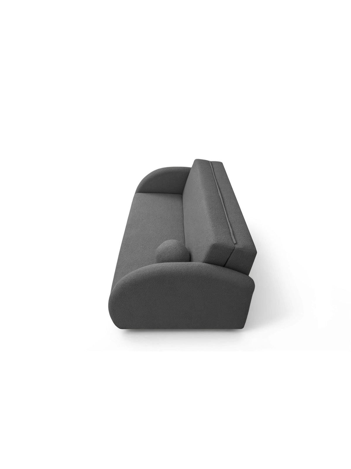 Złożona sofa rozkładana Nubi trzyosobowa szara boucle z pojemnikiem