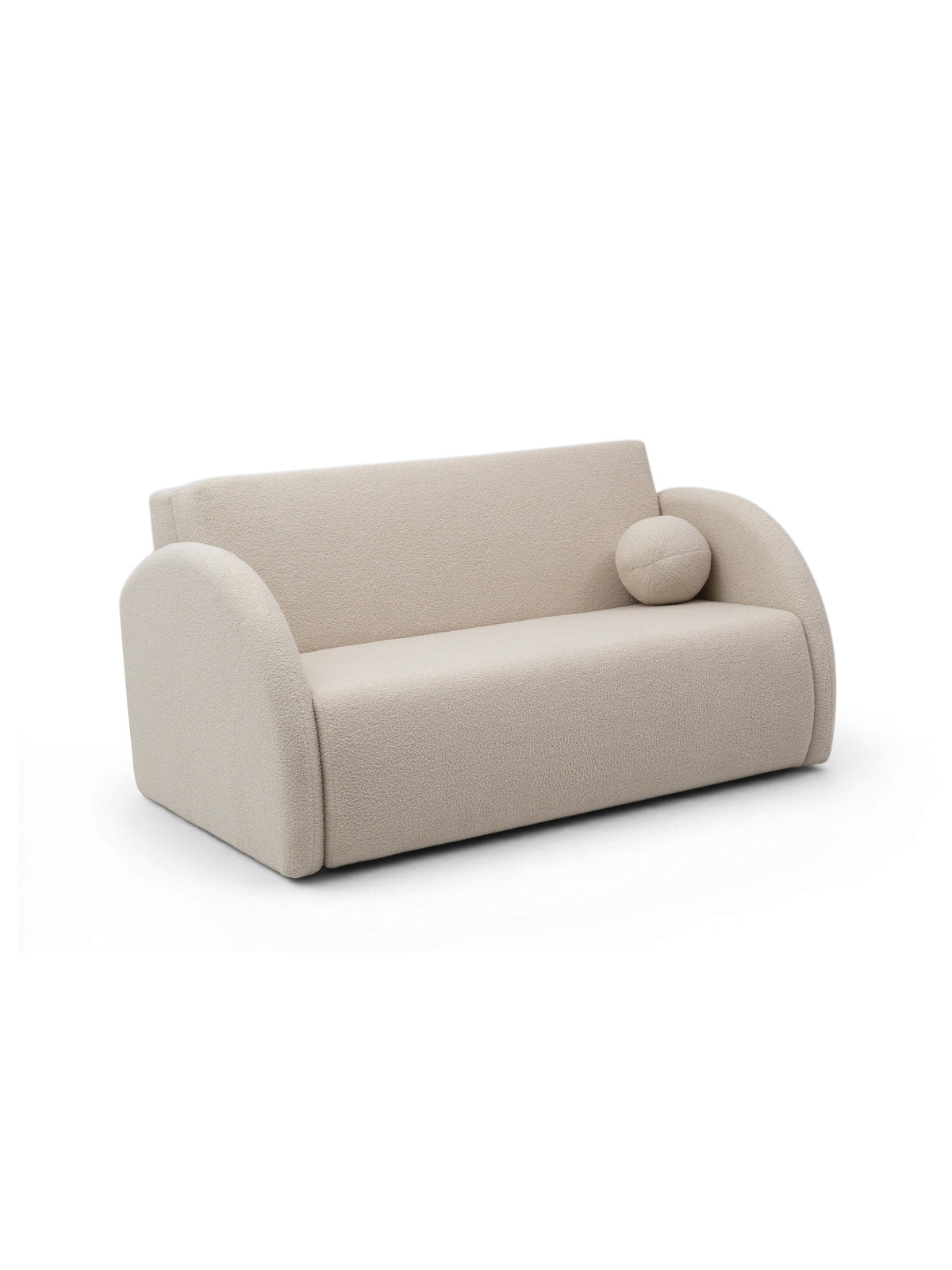 Sofa rozkładana Nubi trzyosobowa 140 cm jasny beżowy boucle z poduszką