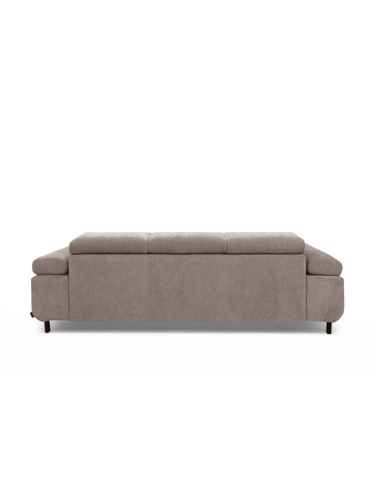 Sofa trzyosobowa Tyrion brązowy szenil tył z widocznymi nóżkami metalowymi